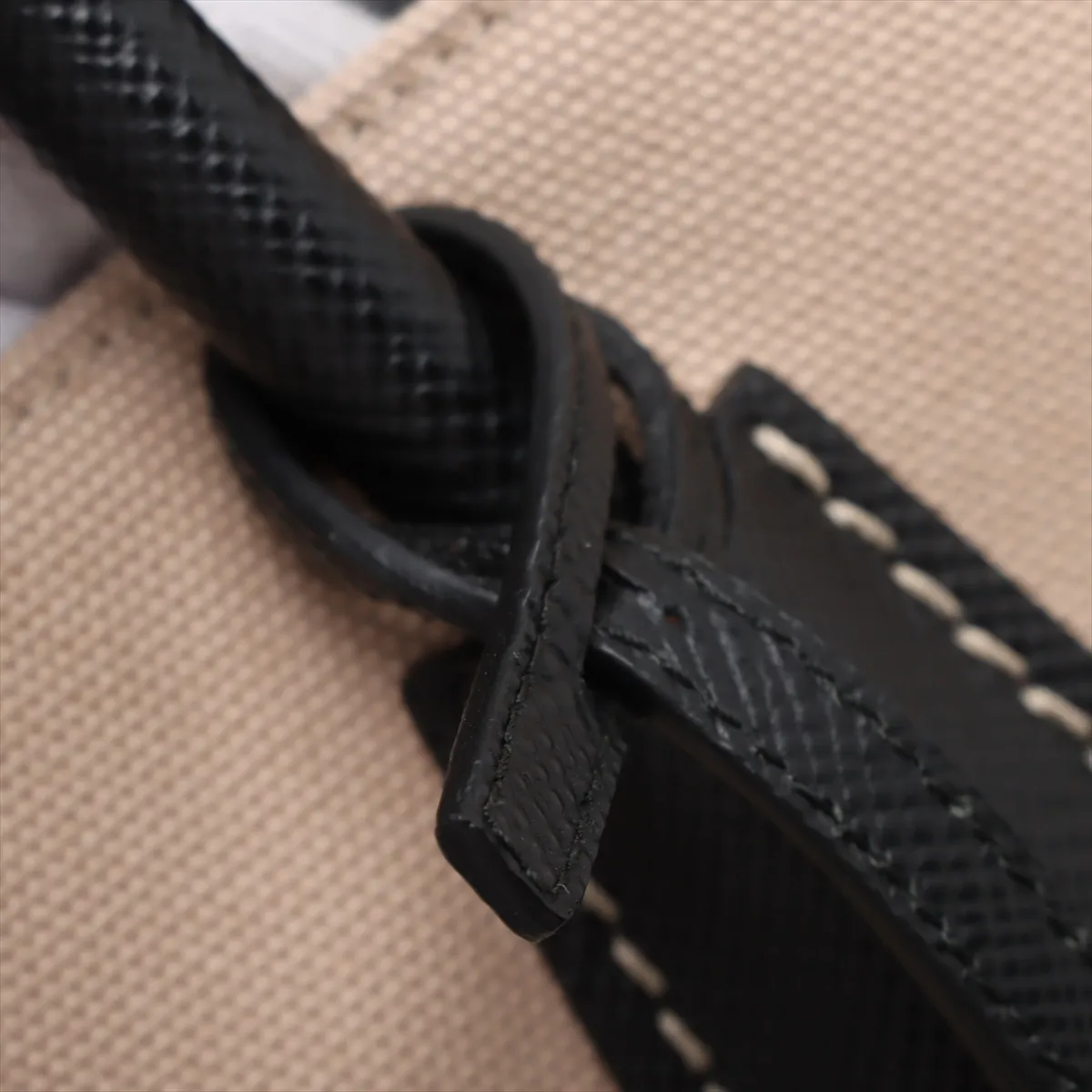 Canvas x Leather 2-Way Handbag, Beige x Black, BN2887 — view 13