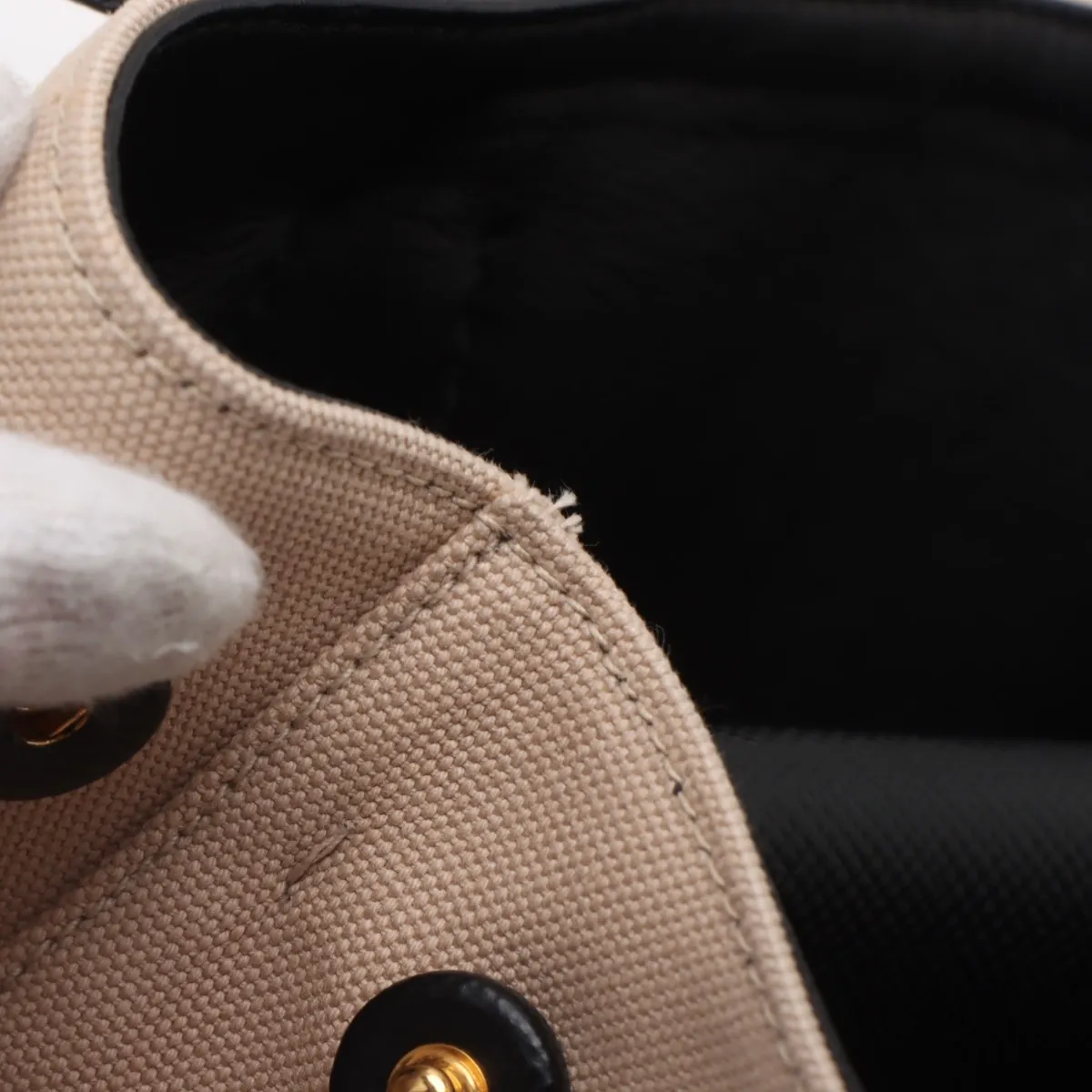 Canvas x Leather 2-Way Handbag, Beige x Black, BN2887 — view 14