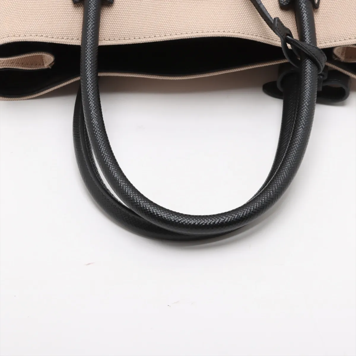 Canvas x Leather 2-Way Handbag, Beige x Black, BN2887 — view 5