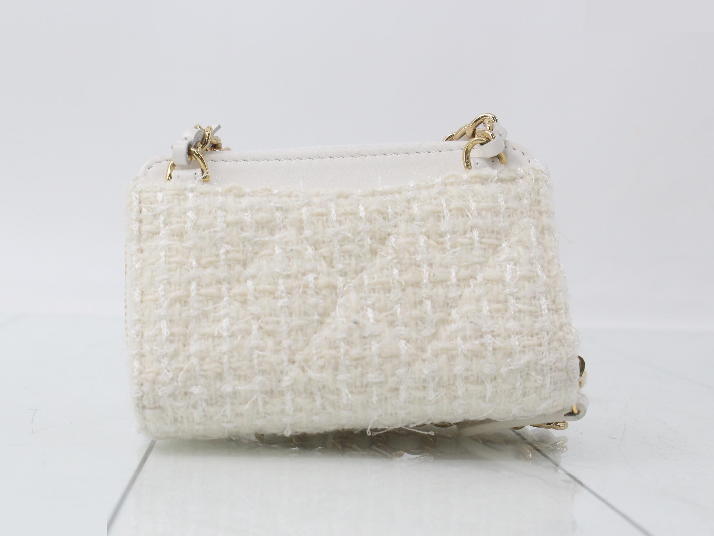 Tweed Coco Mark Ribbon Chain Shoulder Bag — view 2