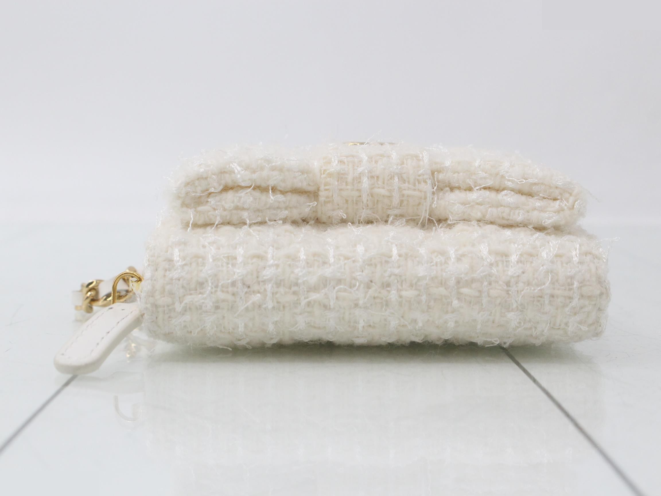 Tweed Coco Mark Ribbon Chain Shoulder Bag — view 3