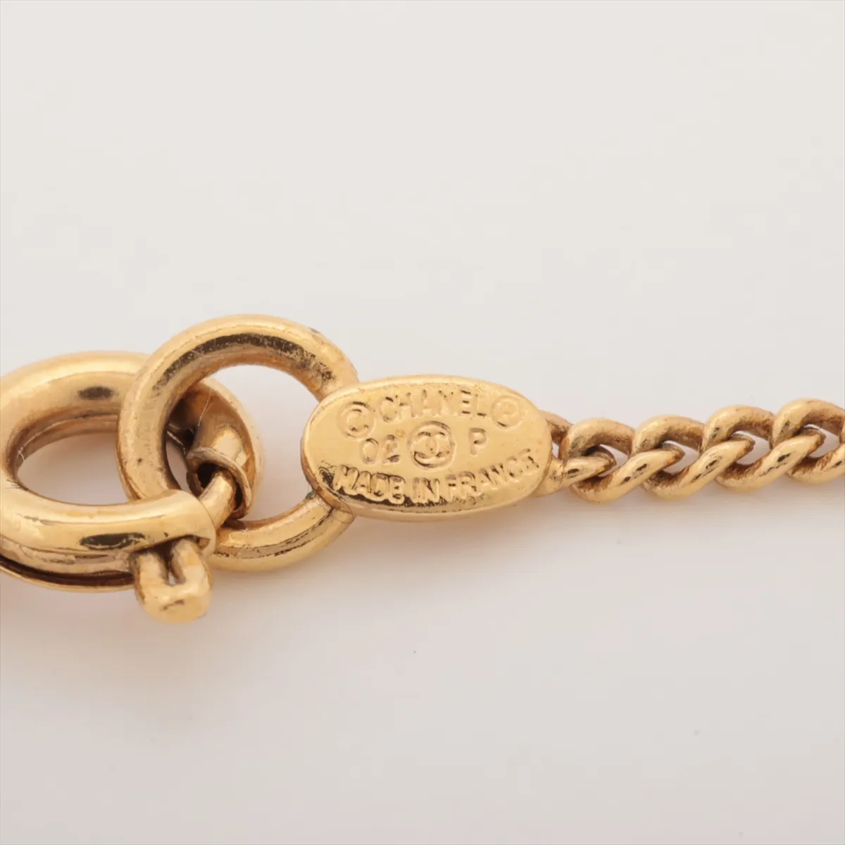 Coco Mark 02P Necklace, GP x Rhinestone, Gold. Shows signs of wear, — view 4