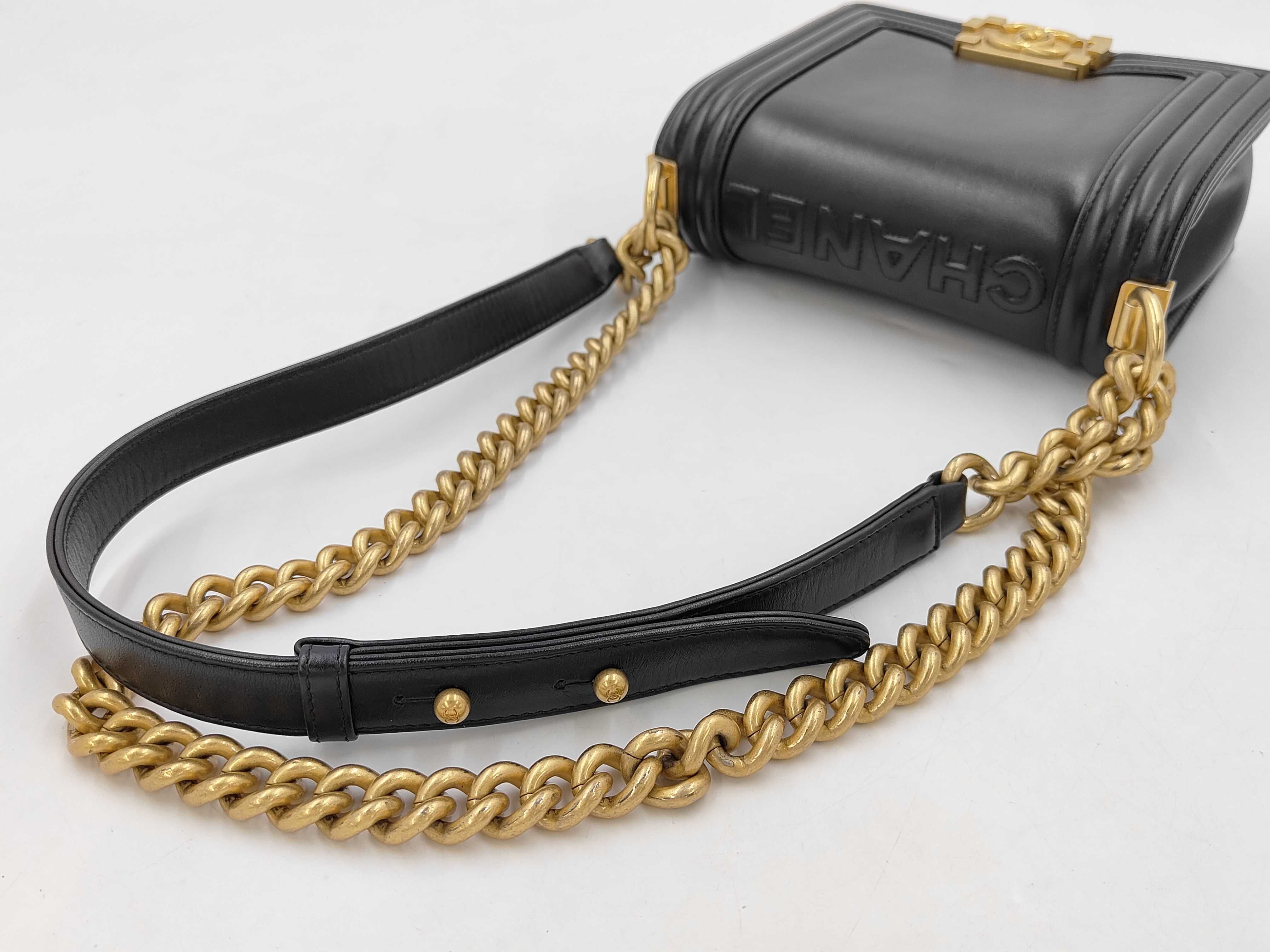 Boy Chanel Mini Chain Shoulder Bag, Calfskin, Black — view 3