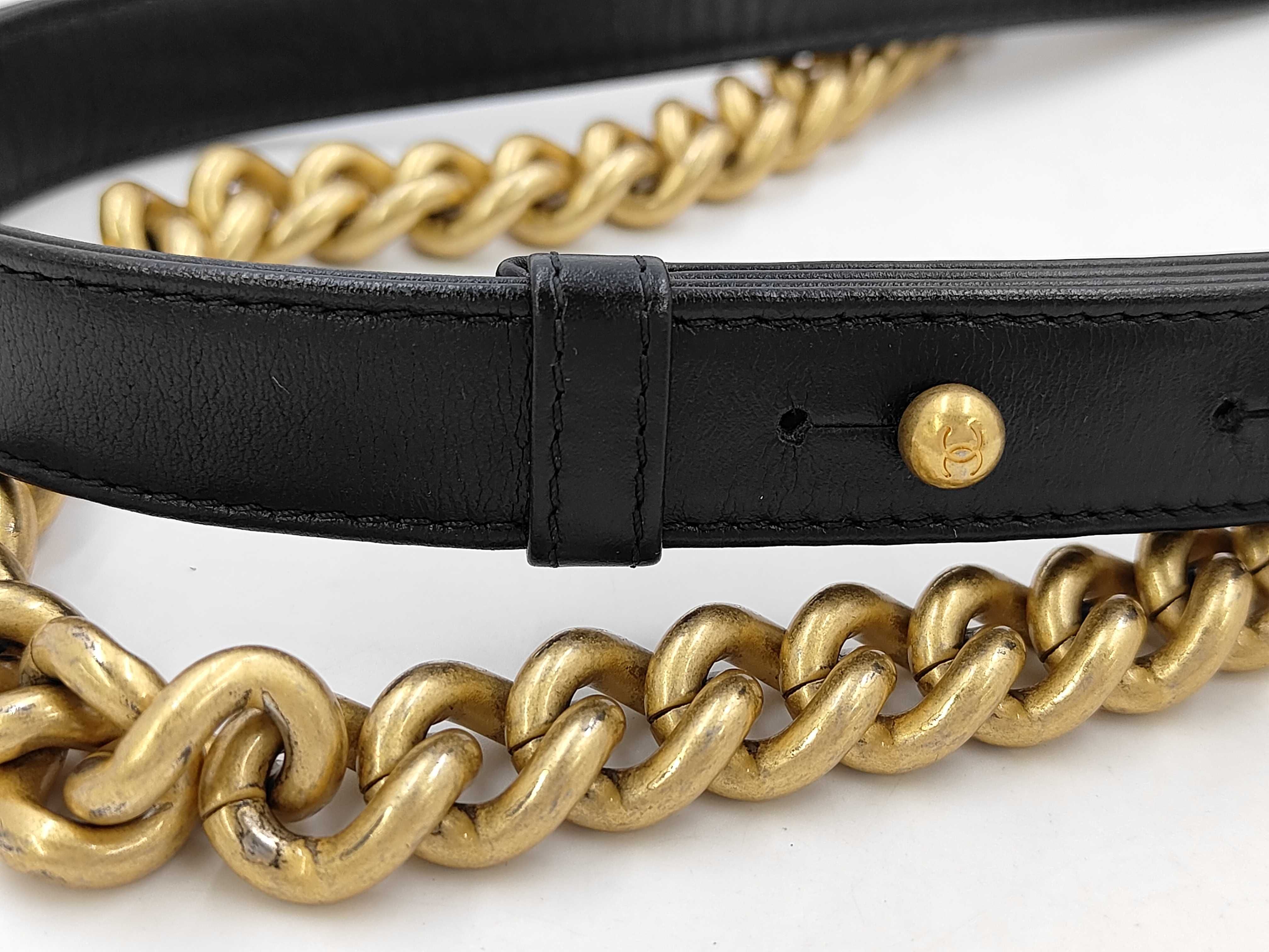 Boy Chanel Mini Chain Shoulder Bag, Calfskin, Black — view 4
