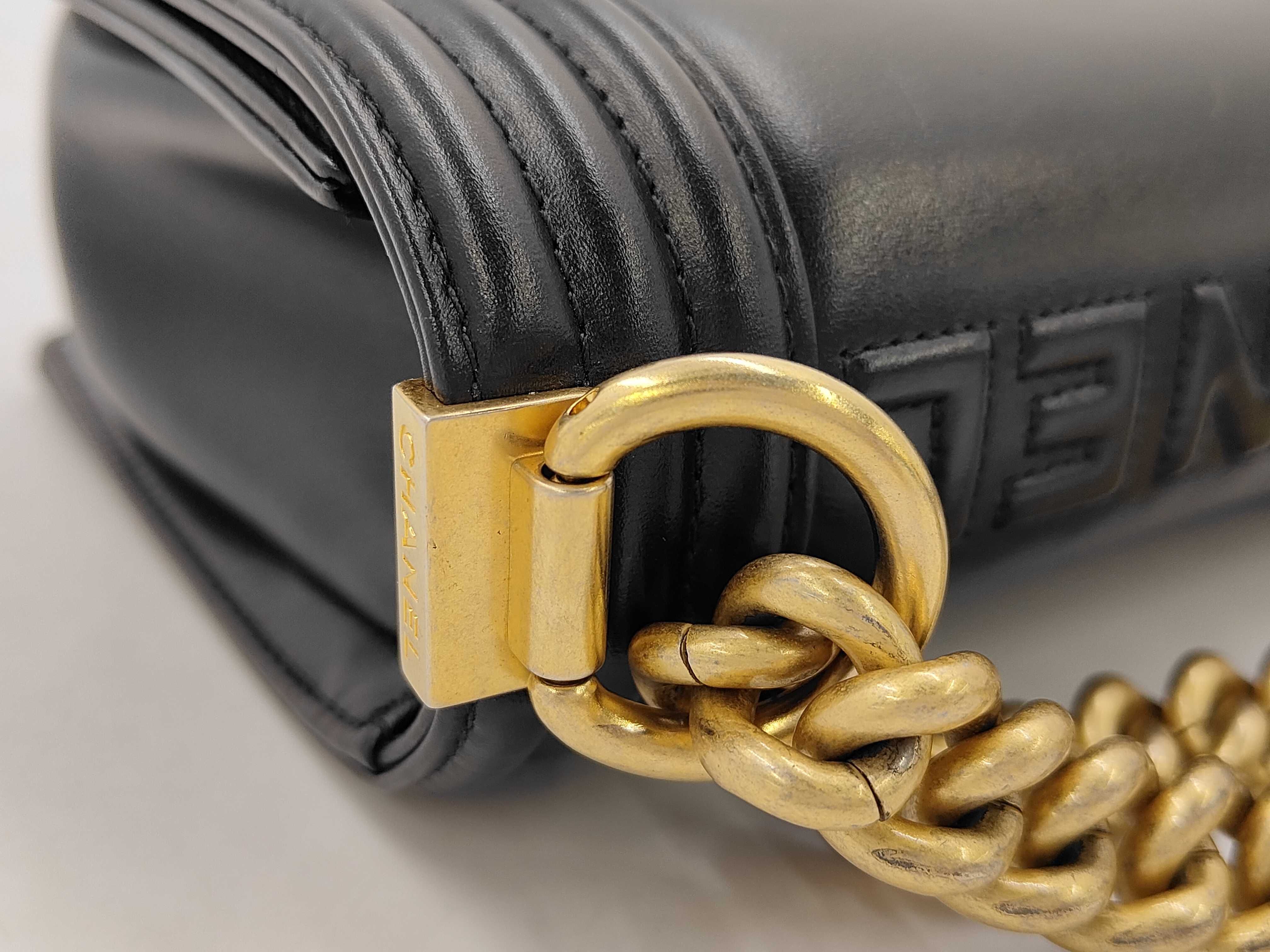 Boy Chanel Mini Chain Shoulder Bag, Calfskin, Black — view 5