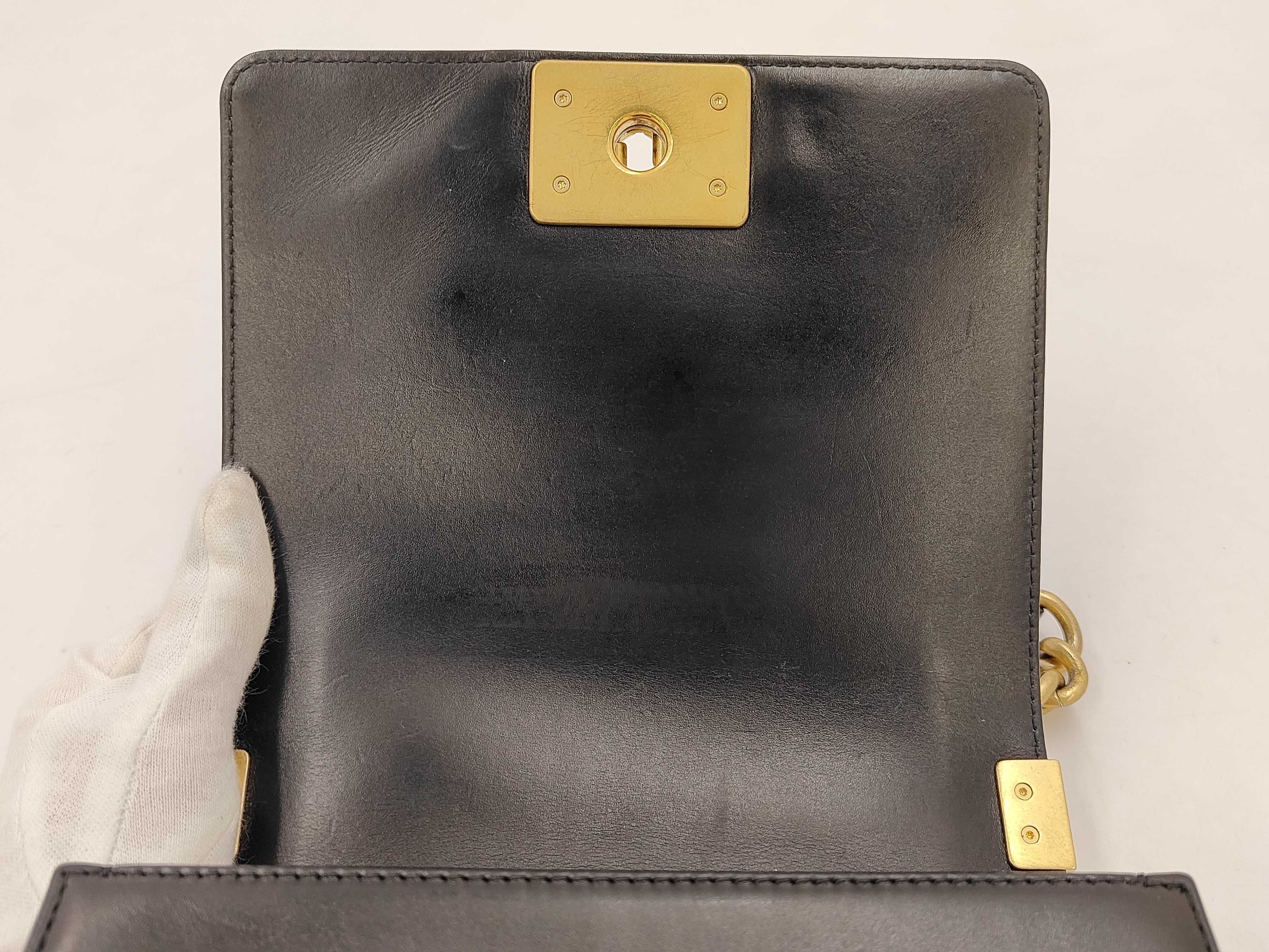 Boy Chanel Mini Chain Shoulder Bag, Calfskin, Black — view 8