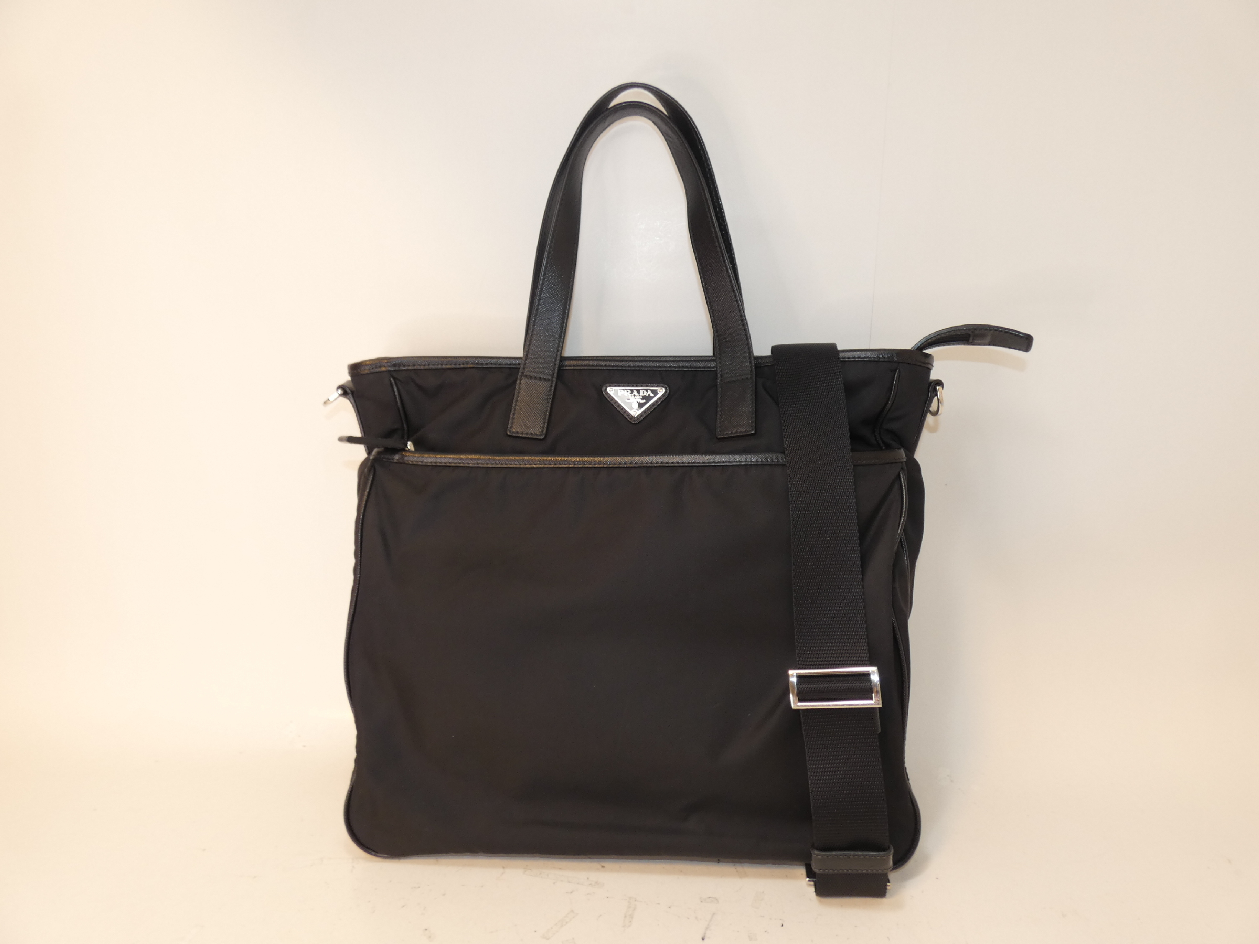 2-way Saffiano Nylon Black Handbag