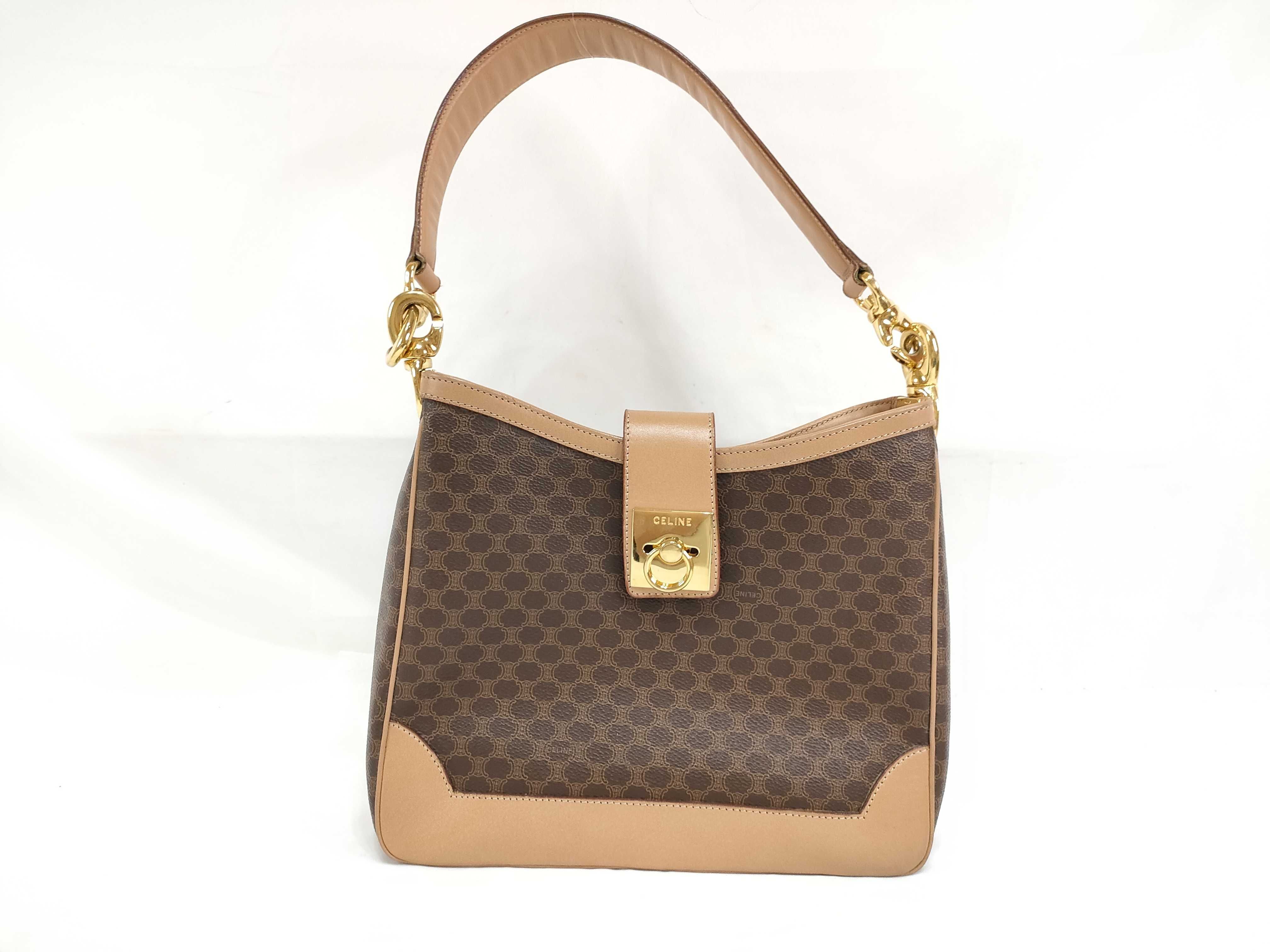 Macadam pattern circle one-shoulder bag with gold hardware