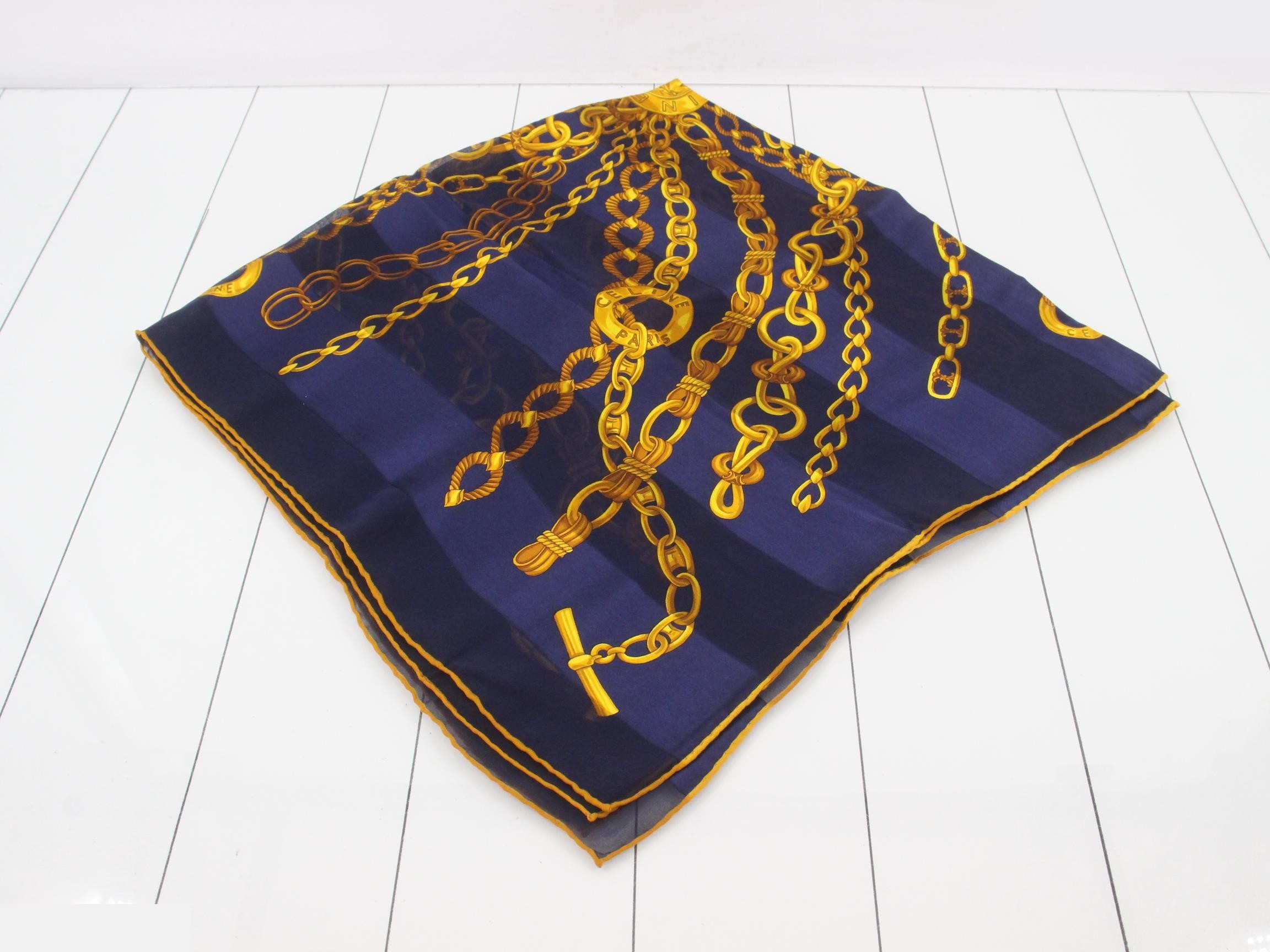 scarf, 85cm x 85cm, chain pattern, navy. — view 2