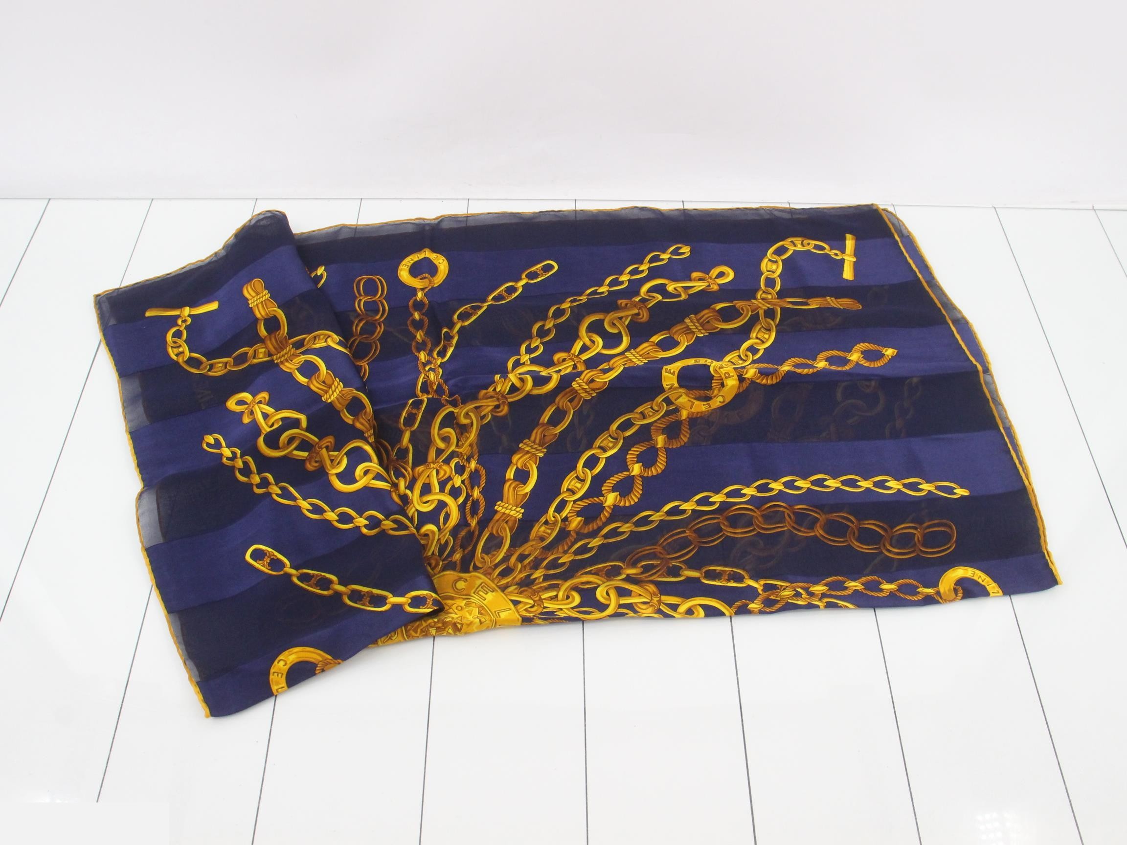 scarf, 85cm x 85cm, chain pattern, navy. — view 3