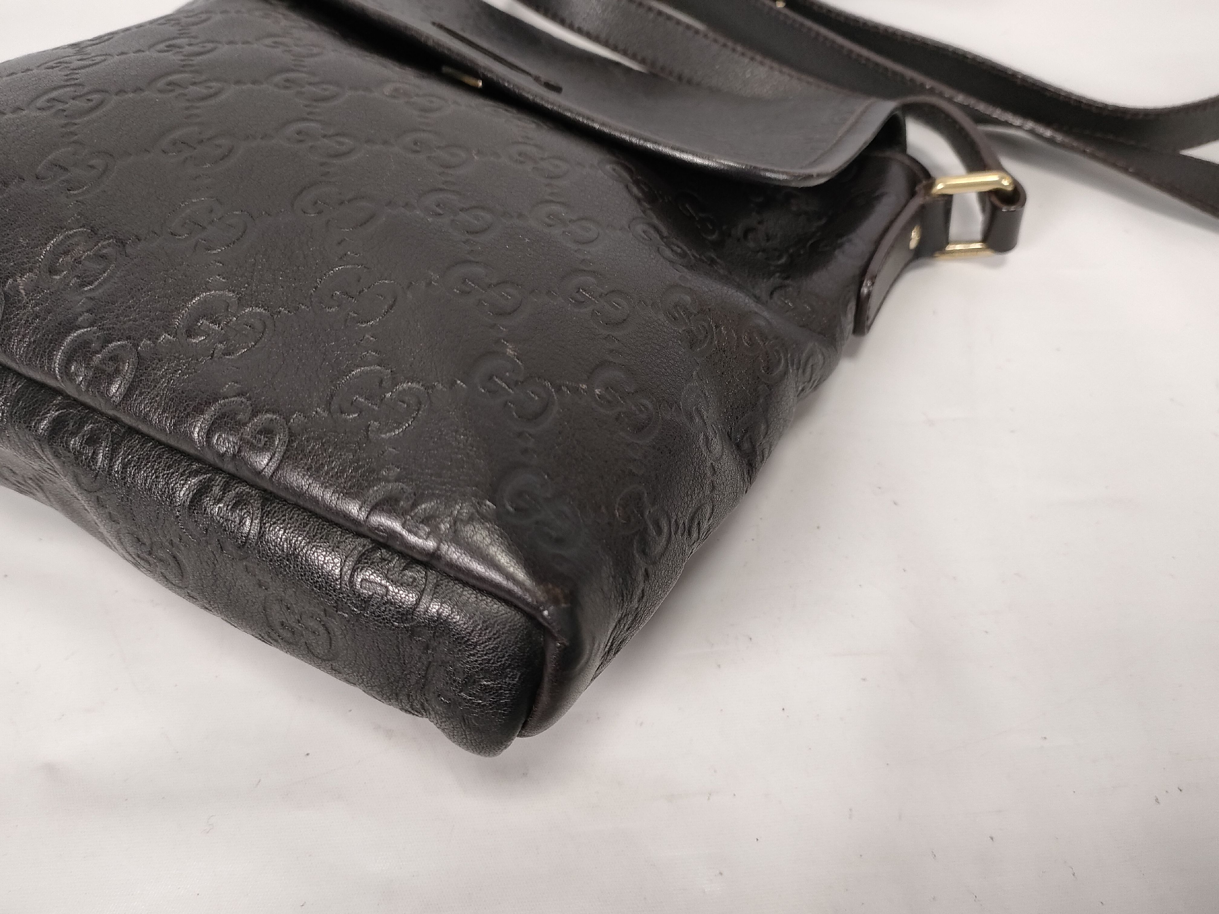 GG pattern leather shoulder bag (black) — view 6