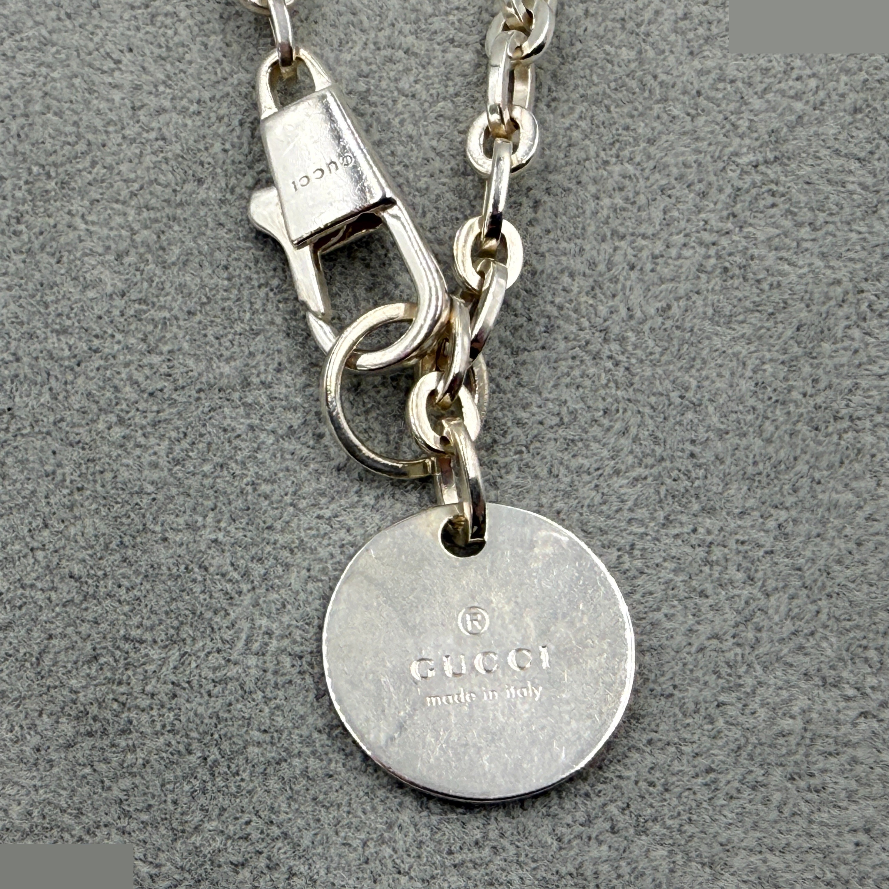 logo plate necklace, double-strand bracelet, chain, round, circle — view 3