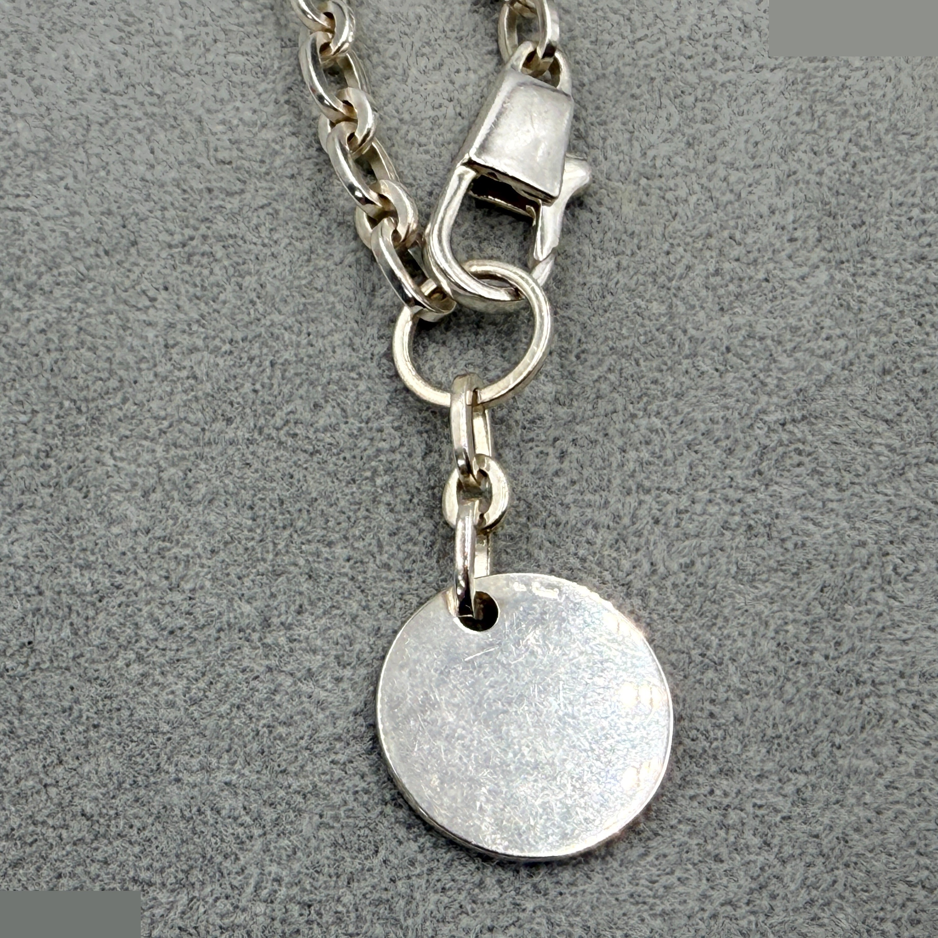 logo plate necklace, double-strand bracelet, chain, round, circle — view 4