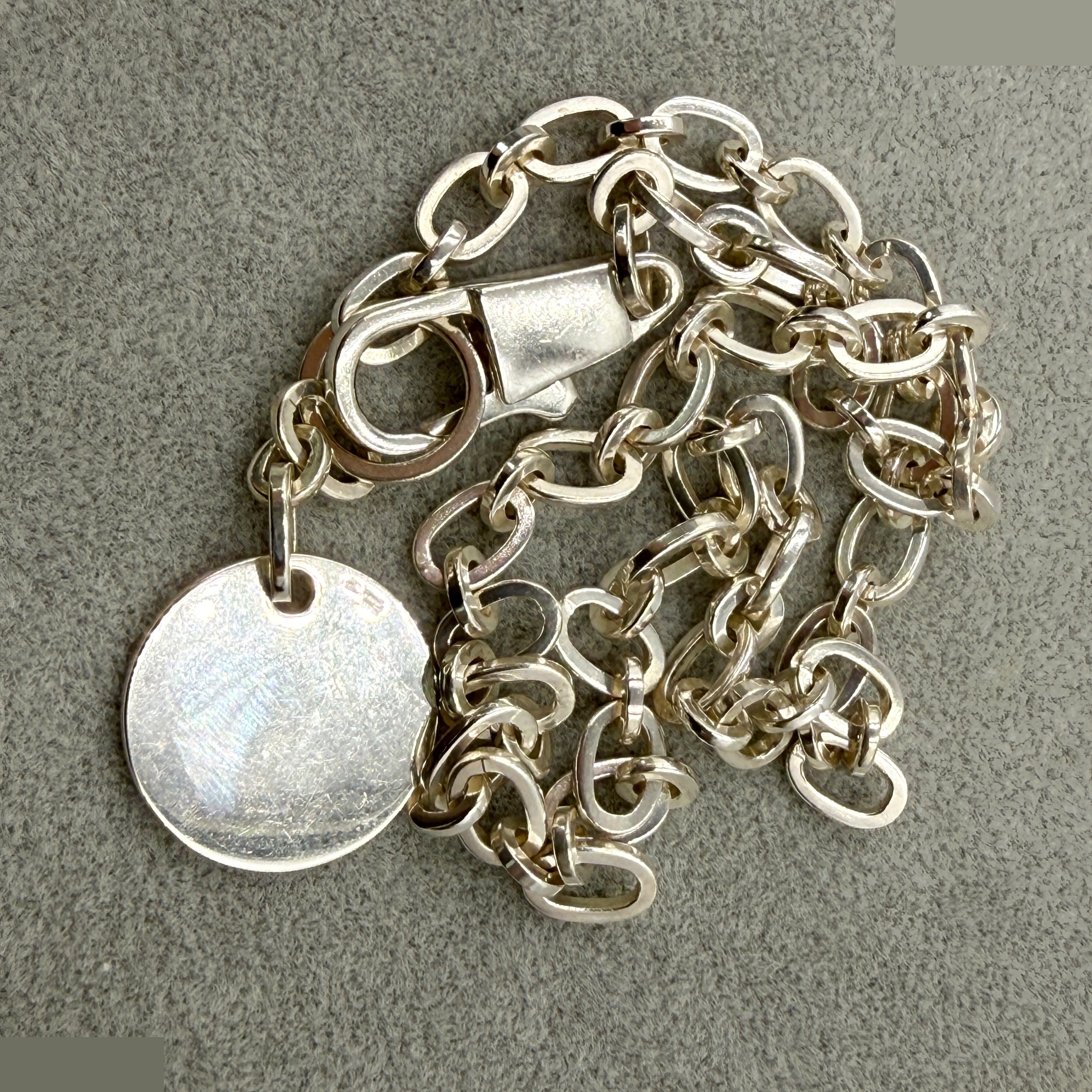 logo plate necklace, double-strand bracelet, chain, round, circle — view 6