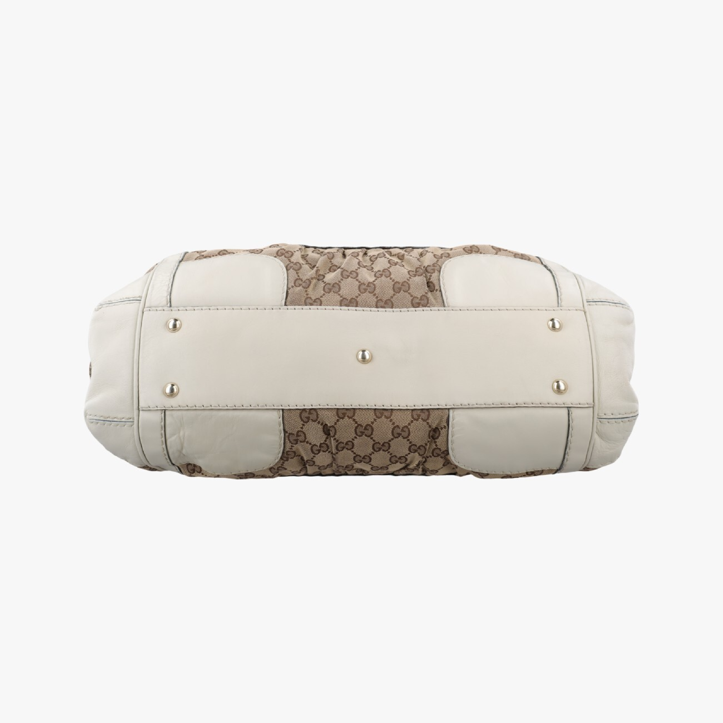 Diluxe Queen Large Handbag, White x Brown Leather x Canvas, 189883 B1757294 — view 3