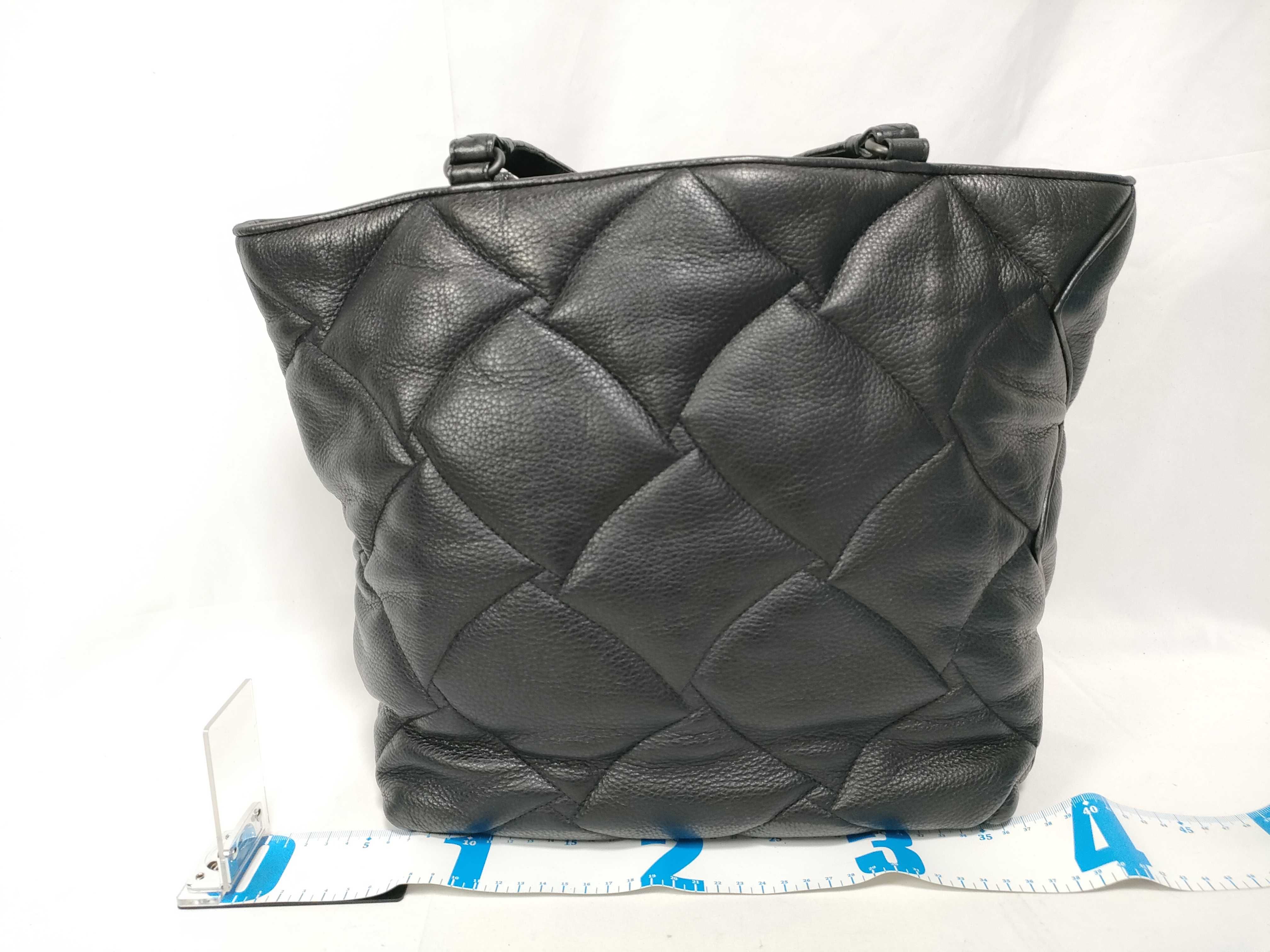 Quilted Intrecciato Leather Tote Bag — view 2