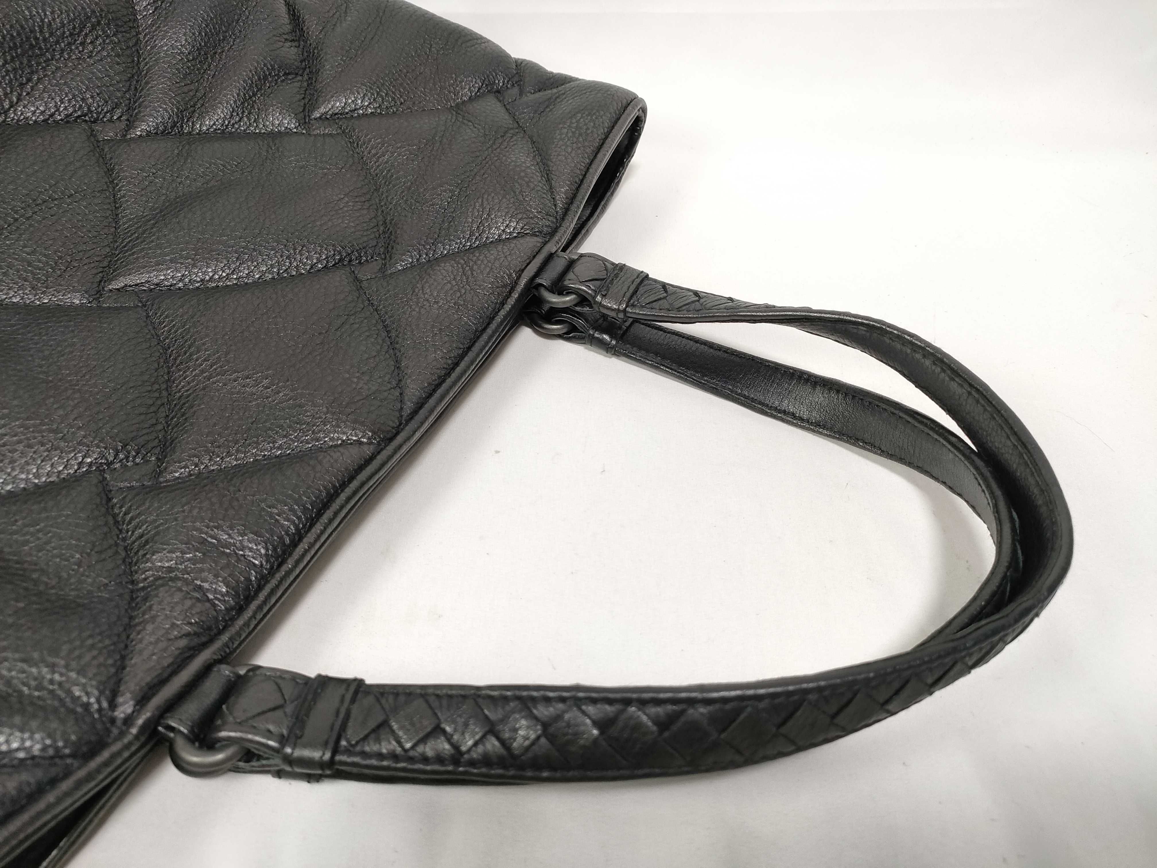 Quilted Intrecciato Leather Tote Bag — view 8