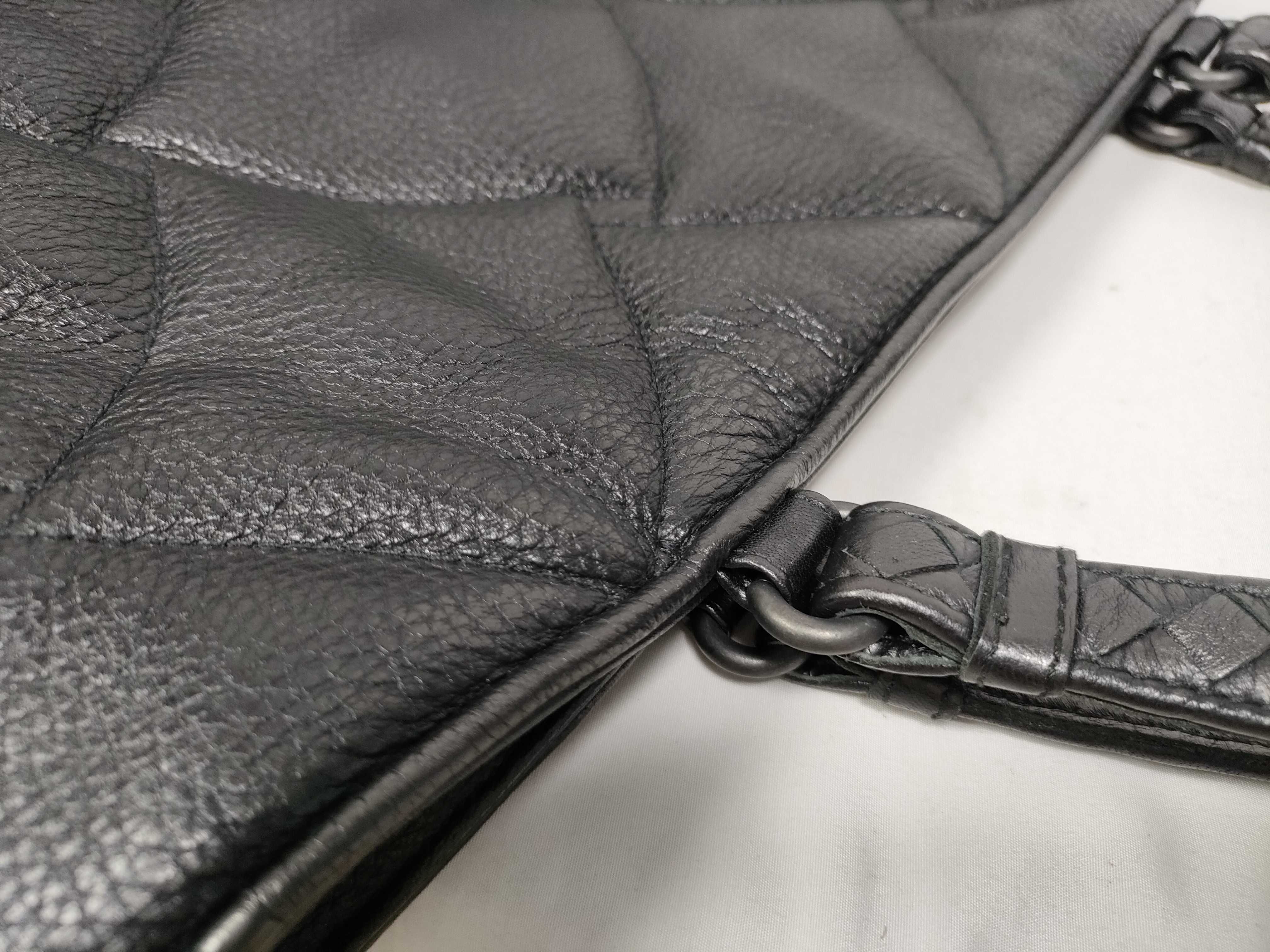 Quilted Intrecciato Leather Tote Bag — view 9