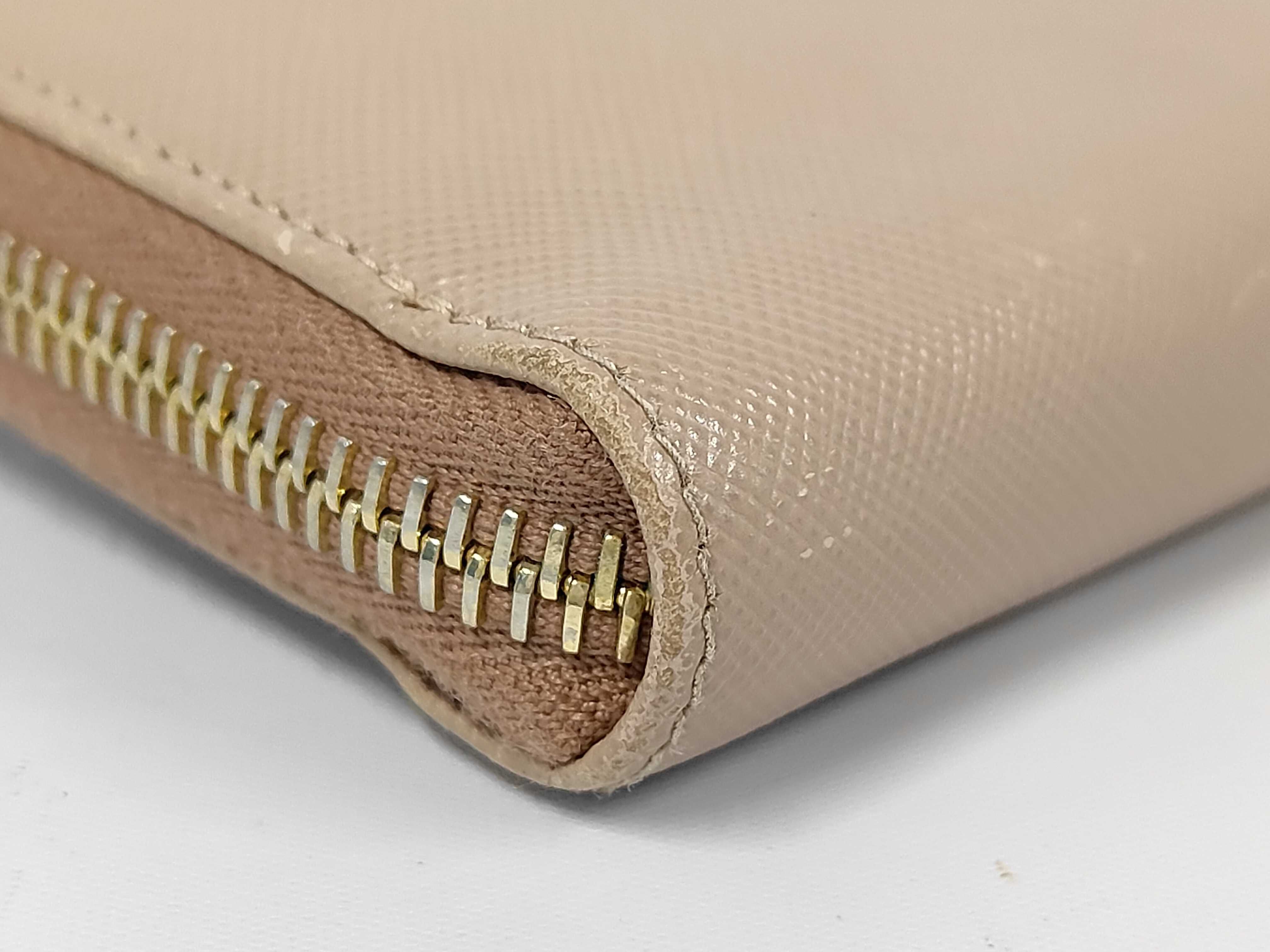 Saffiano Leather Round Zip Long Wallet Pink Wallet — view 3