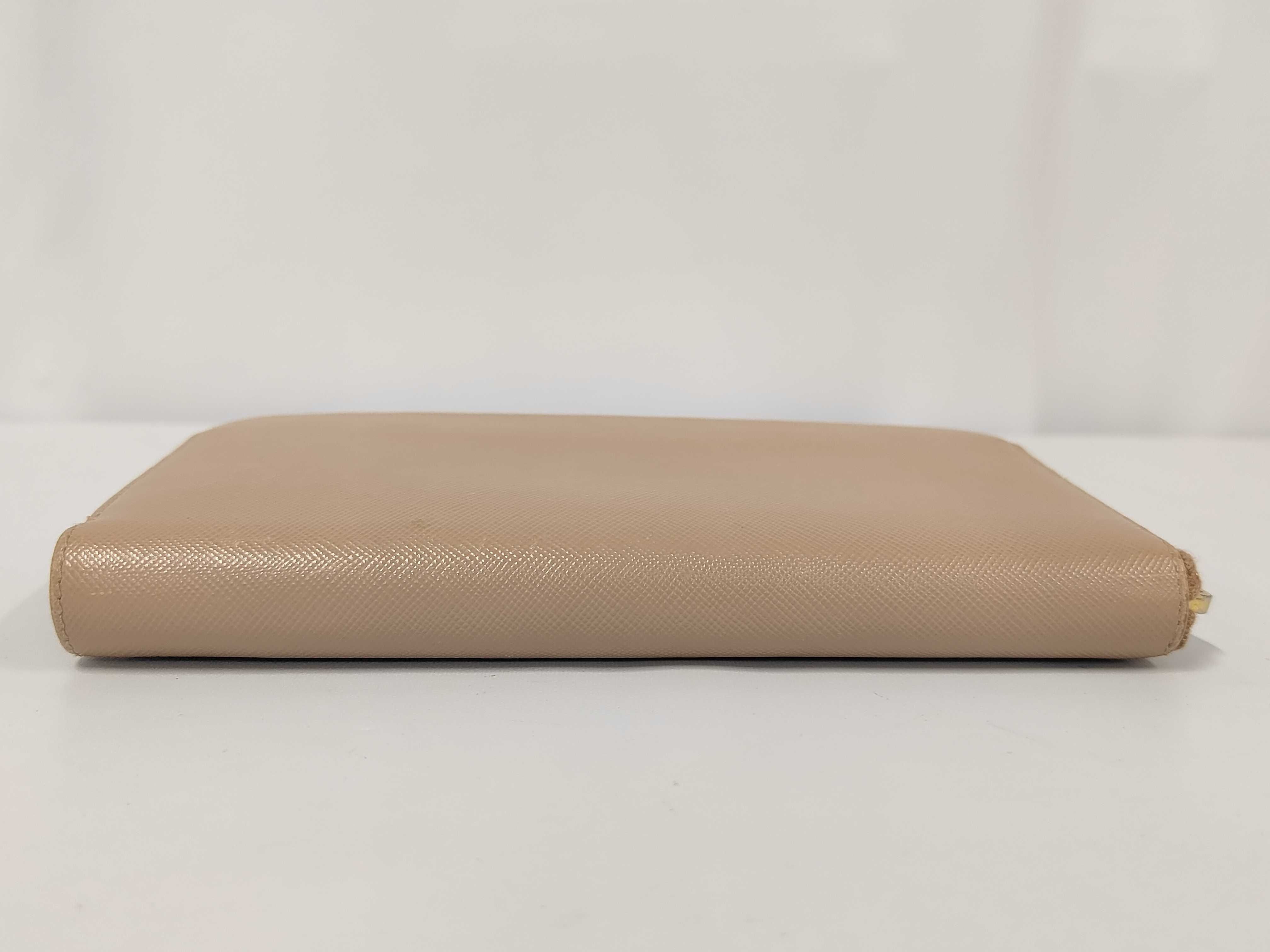 Saffiano Leather Round Zip Long Wallet Pink Wallet — view 4