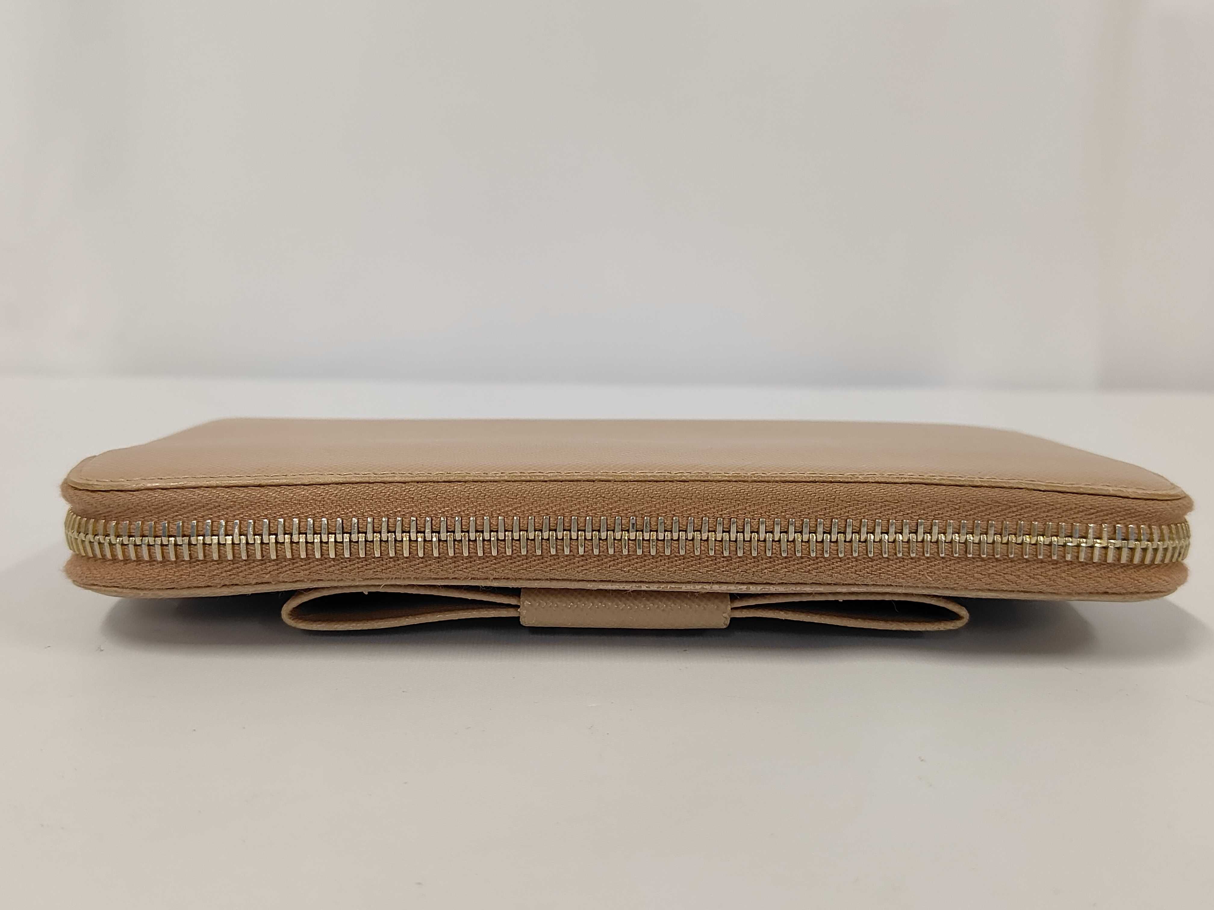 Saffiano Leather Round Zip Long Wallet Pink Wallet — view 6
