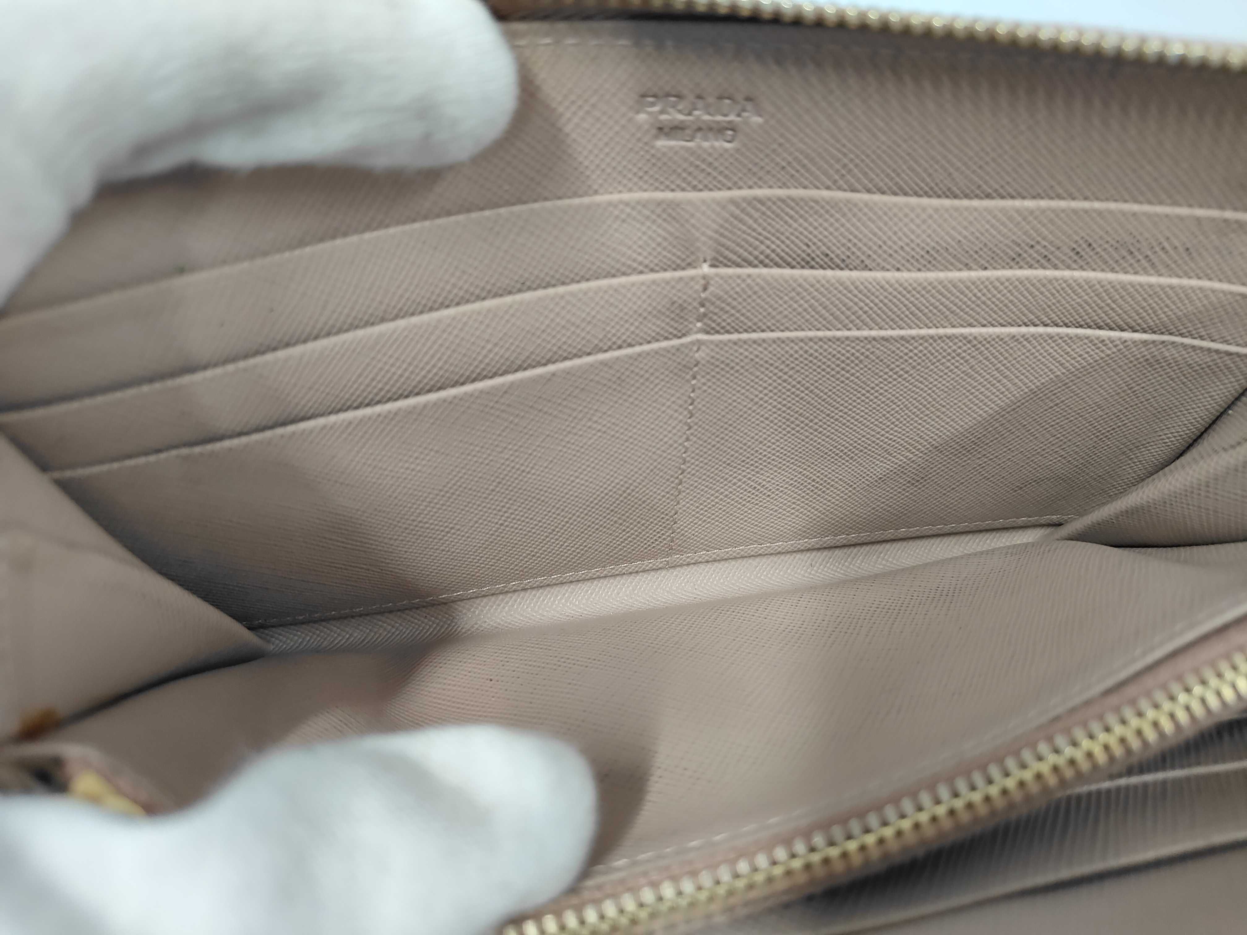 Saffiano Leather Round Zip Long Wallet Pink Wallet — view 7