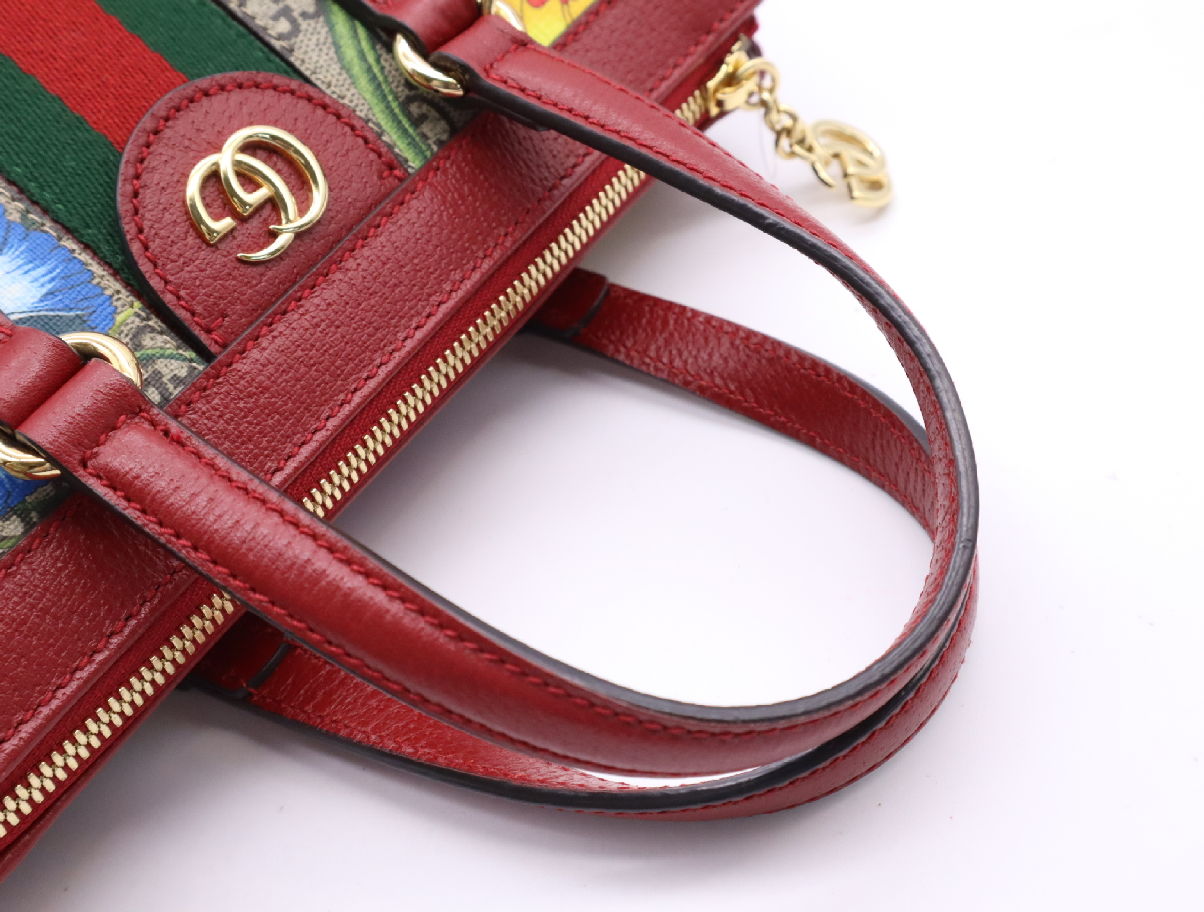 547551 GG Flora Ophidia Small 2-Way Tote Bag, Beige/Red, with Shoulder Strap. — view 12