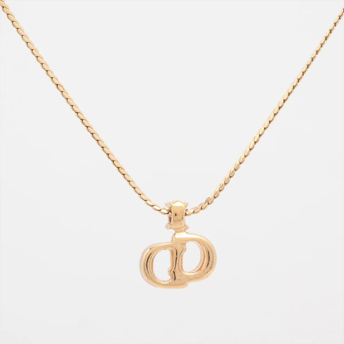 CD Logo Necklace GP x Rhinestone Gold — view 2