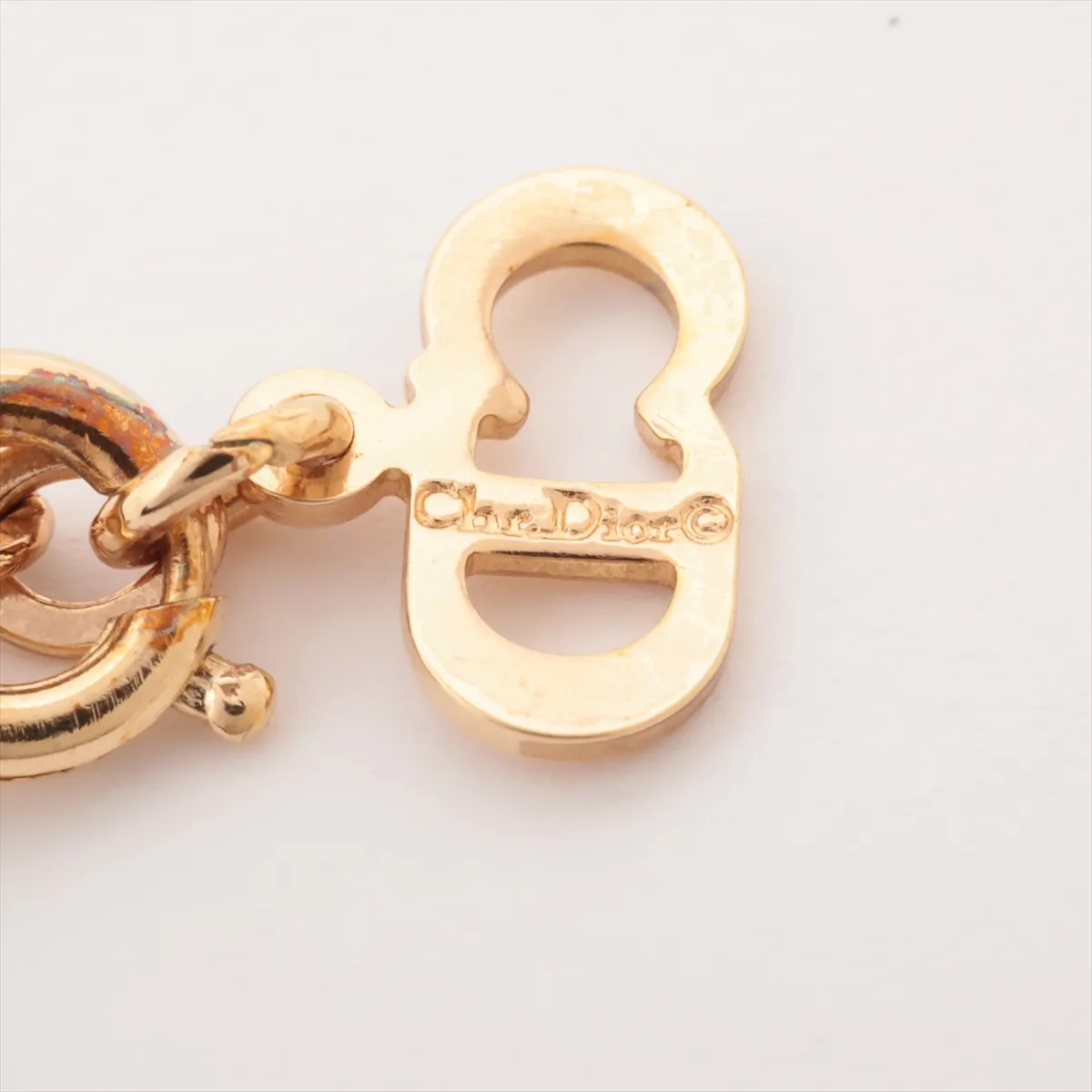 CD Logo Necklace GP x Rhinestone Gold — view 4