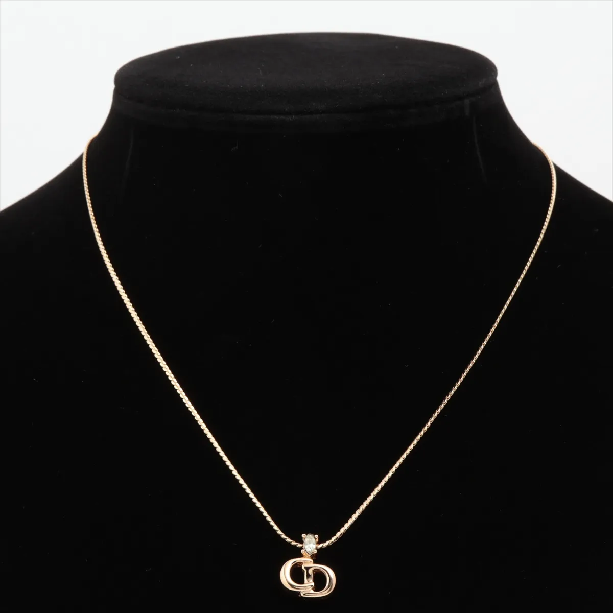 CD Logo Necklace GP x Rhinestone Gold — view 5
