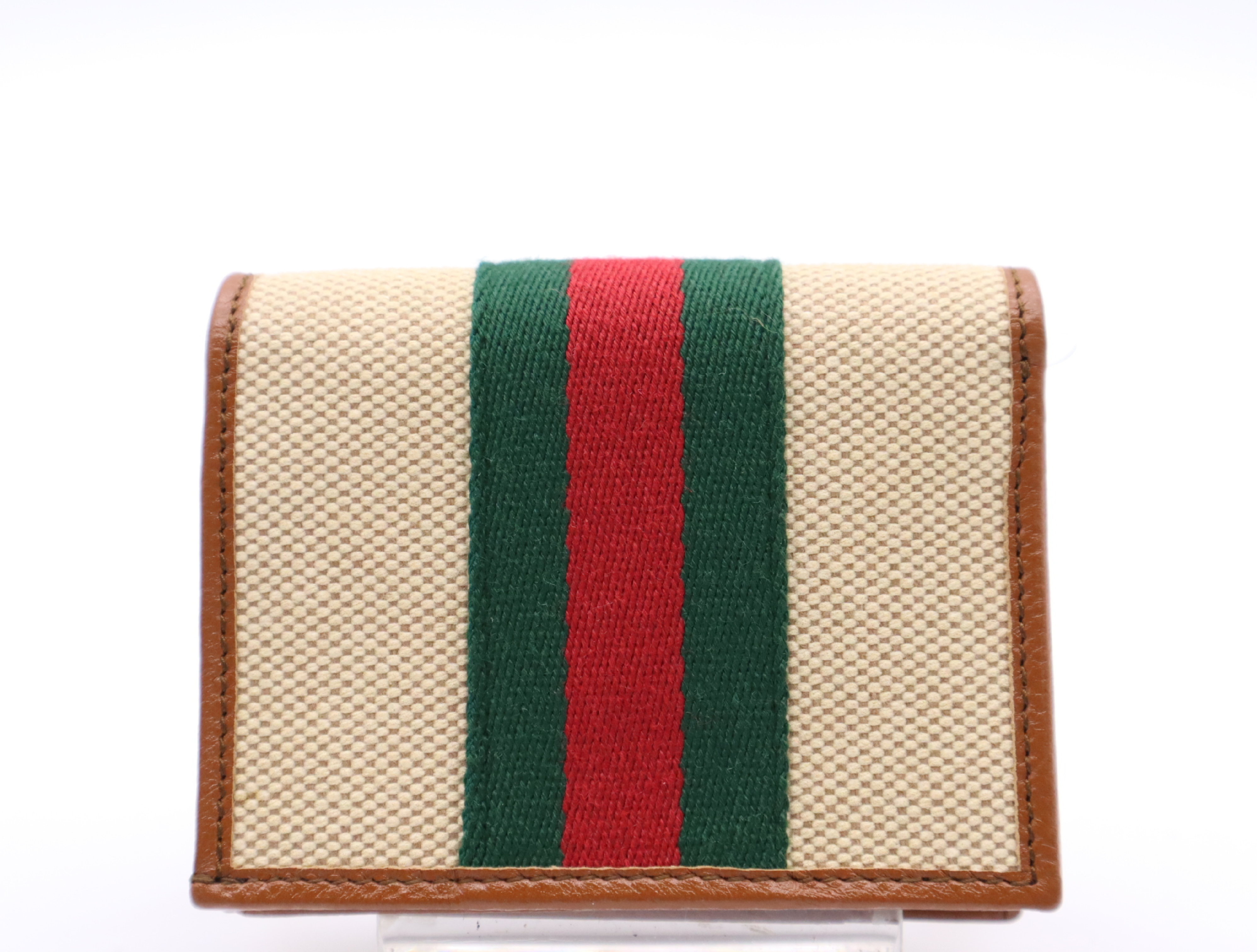 573790 Canvas/Leather Raja Chain Wallet Tiger Sherry Line Beige Brown Wallet — view 2