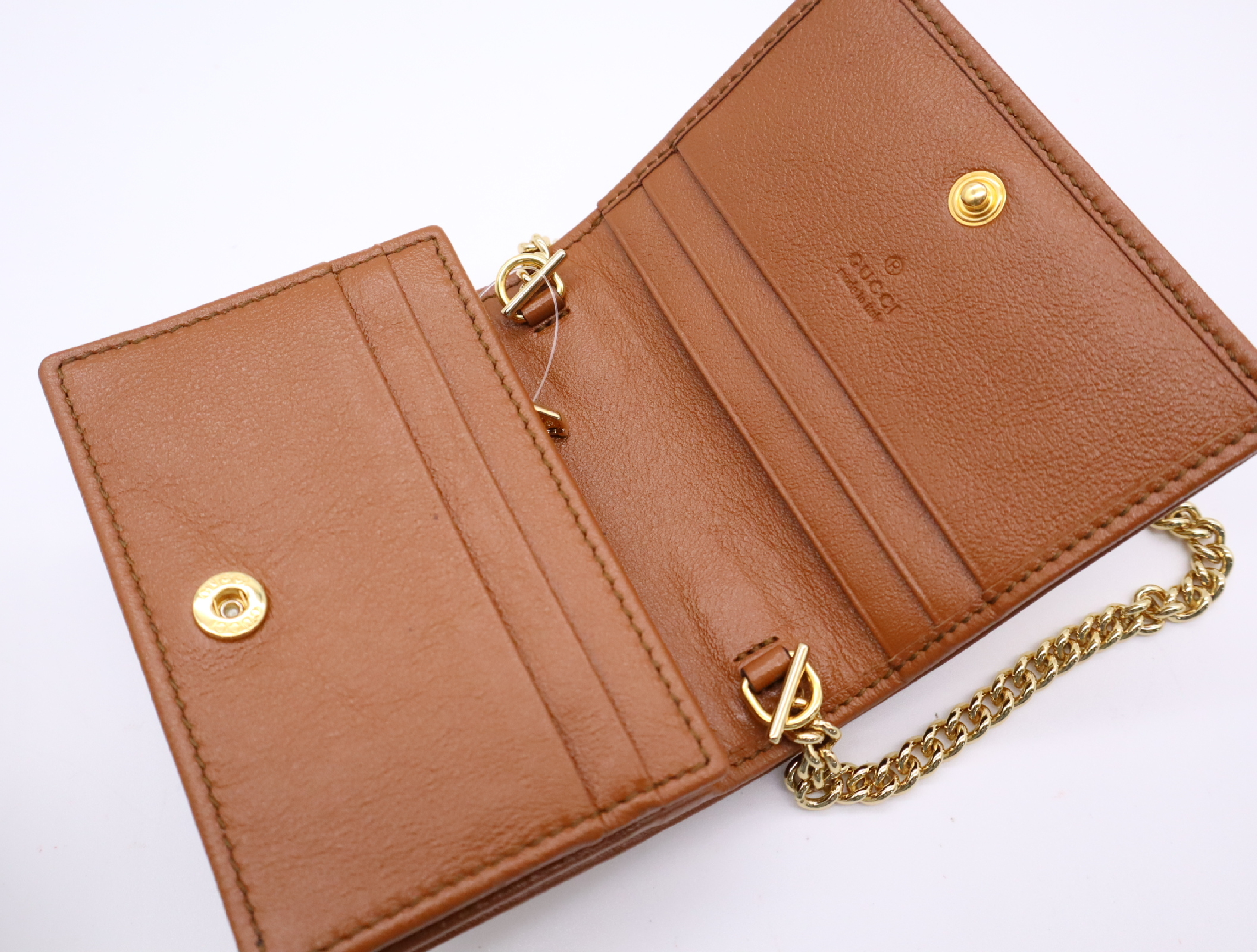 573790 Canvas/Leather Raja Chain Wallet Tiger Sherry Line Beige Brown Wallet — view 11