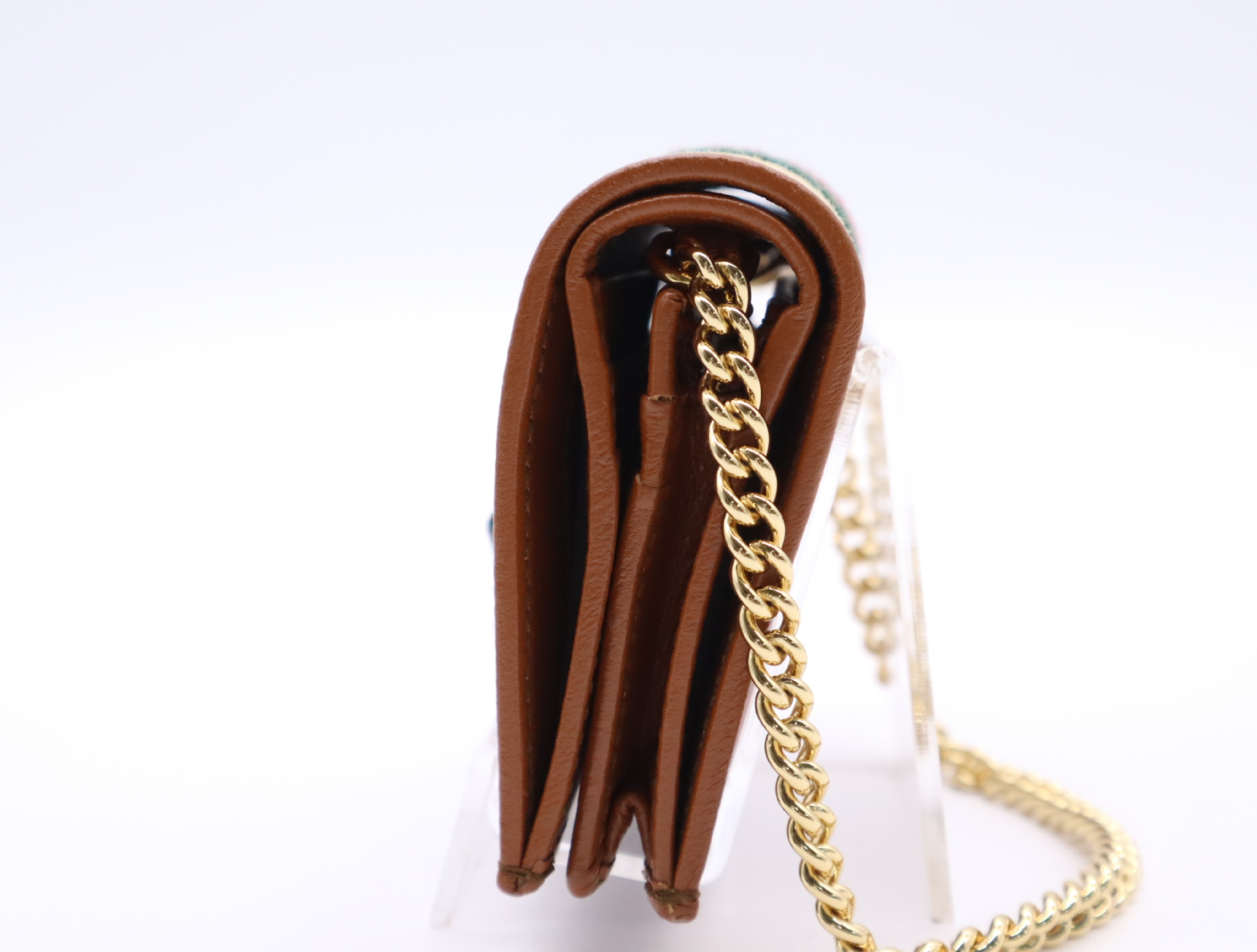 573790 Canvas/Leather Raja Chain Wallet Tiger Sherry Line Beige Brown Wallet — view 3