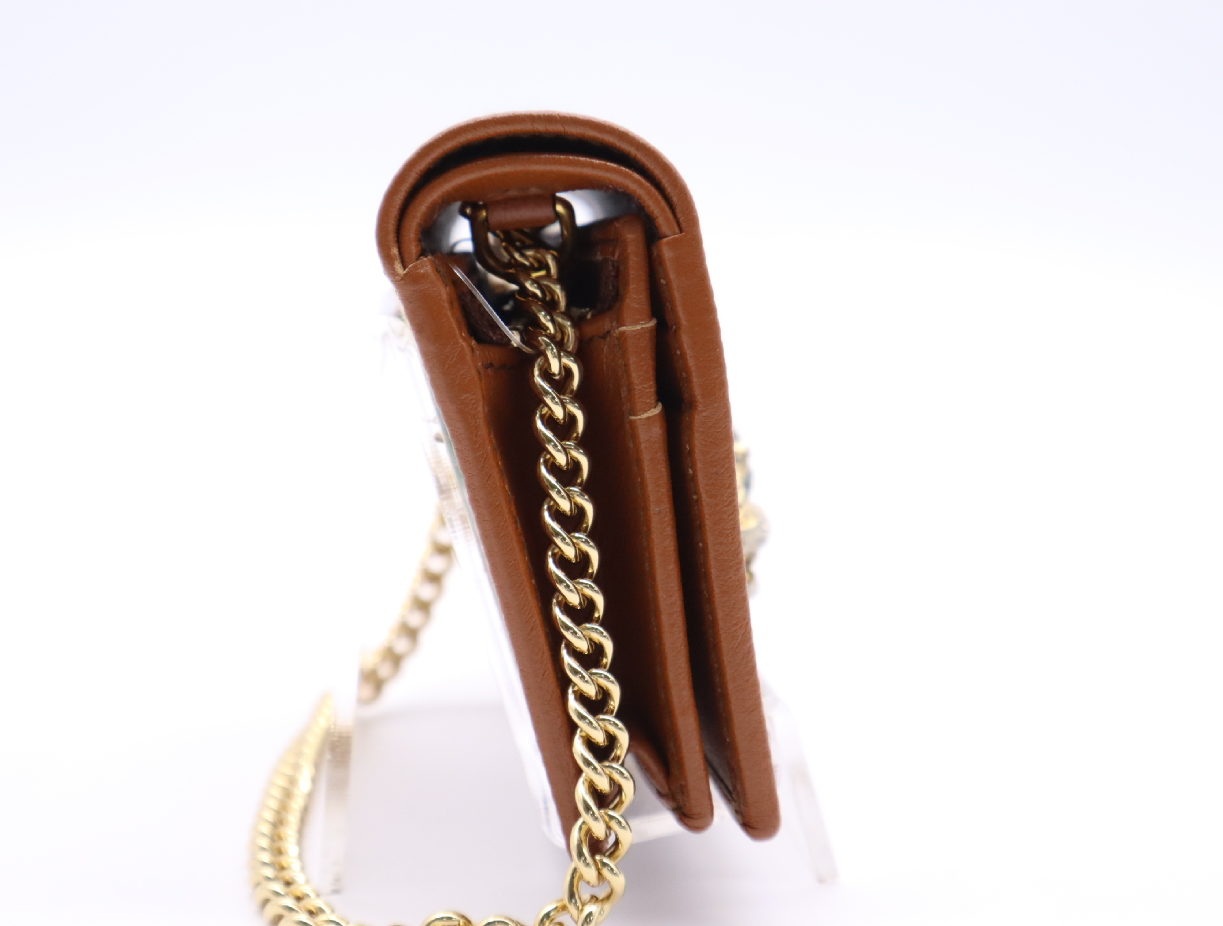 573790 Canvas/Leather Raja Chain Wallet Tiger Sherry Line Beige Brown Wallet — view 5