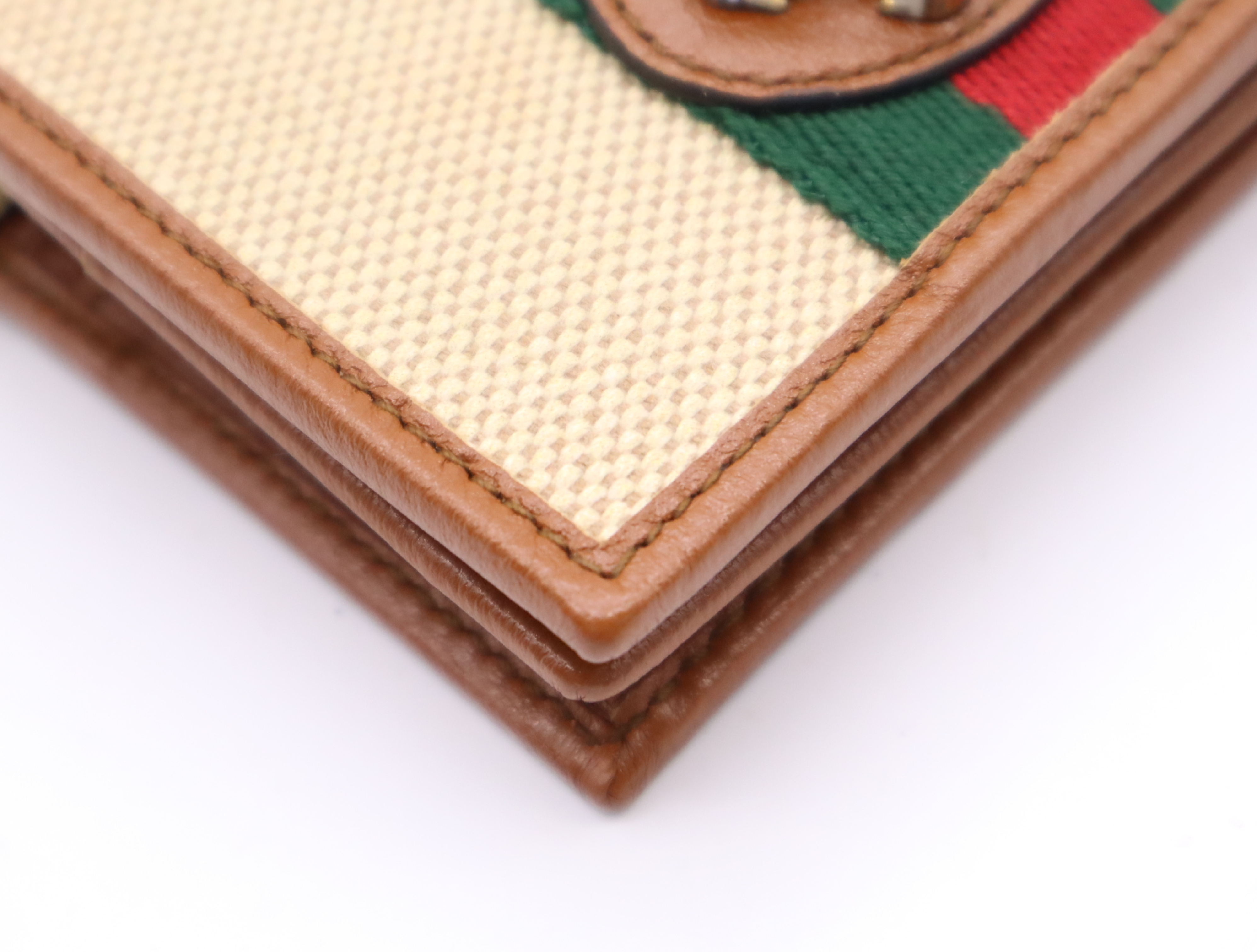 573790 Canvas/Leather Raja Chain Wallet Tiger Sherry Line Beige Brown Wallet — view 6
