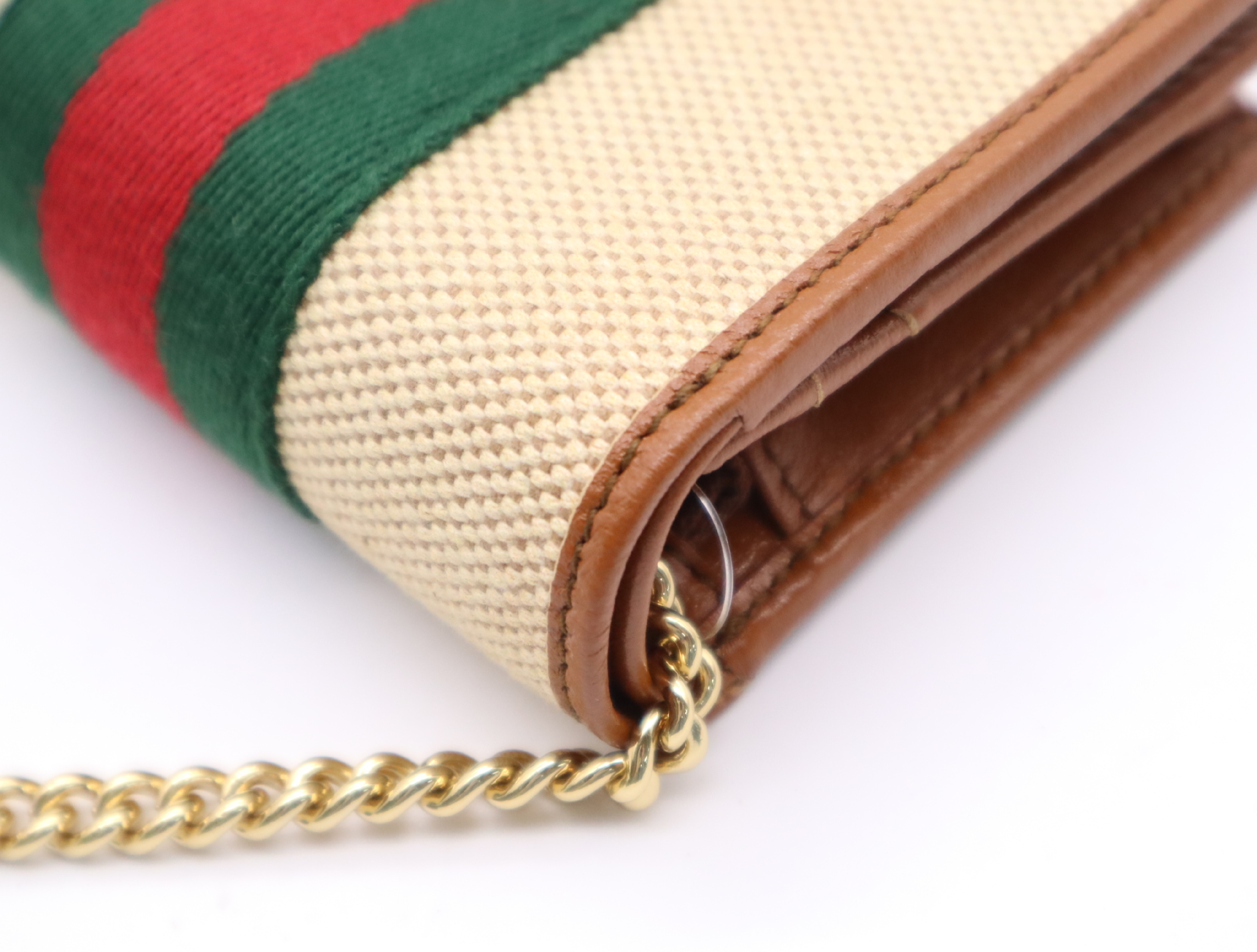 573790 Canvas/Leather Raja Chain Wallet Tiger Sherry Line Beige Brown Wallet — view 9