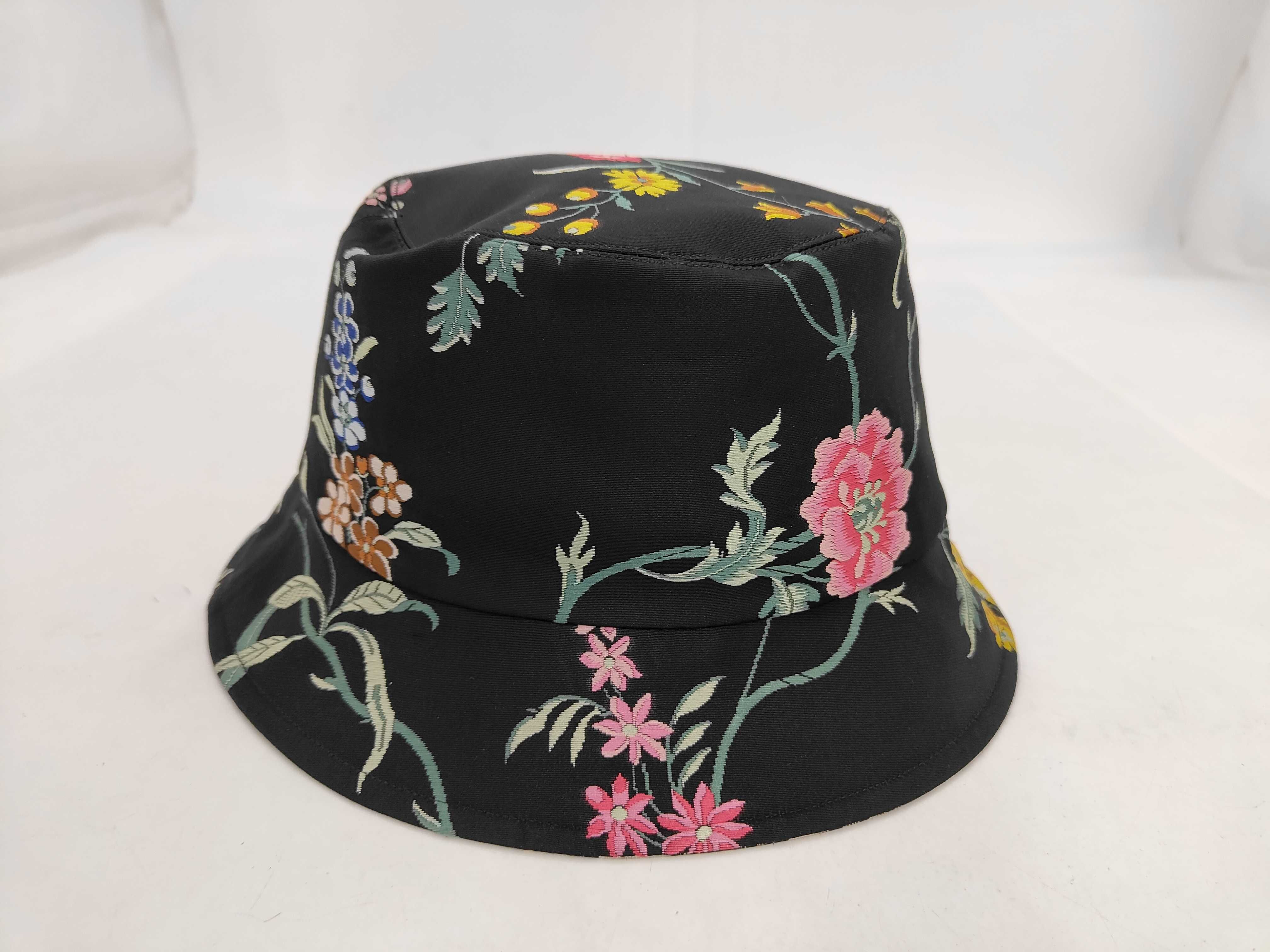 32PFL923I153 Oblique Lined Floral Hat, Nylon, Black, Other Accessories