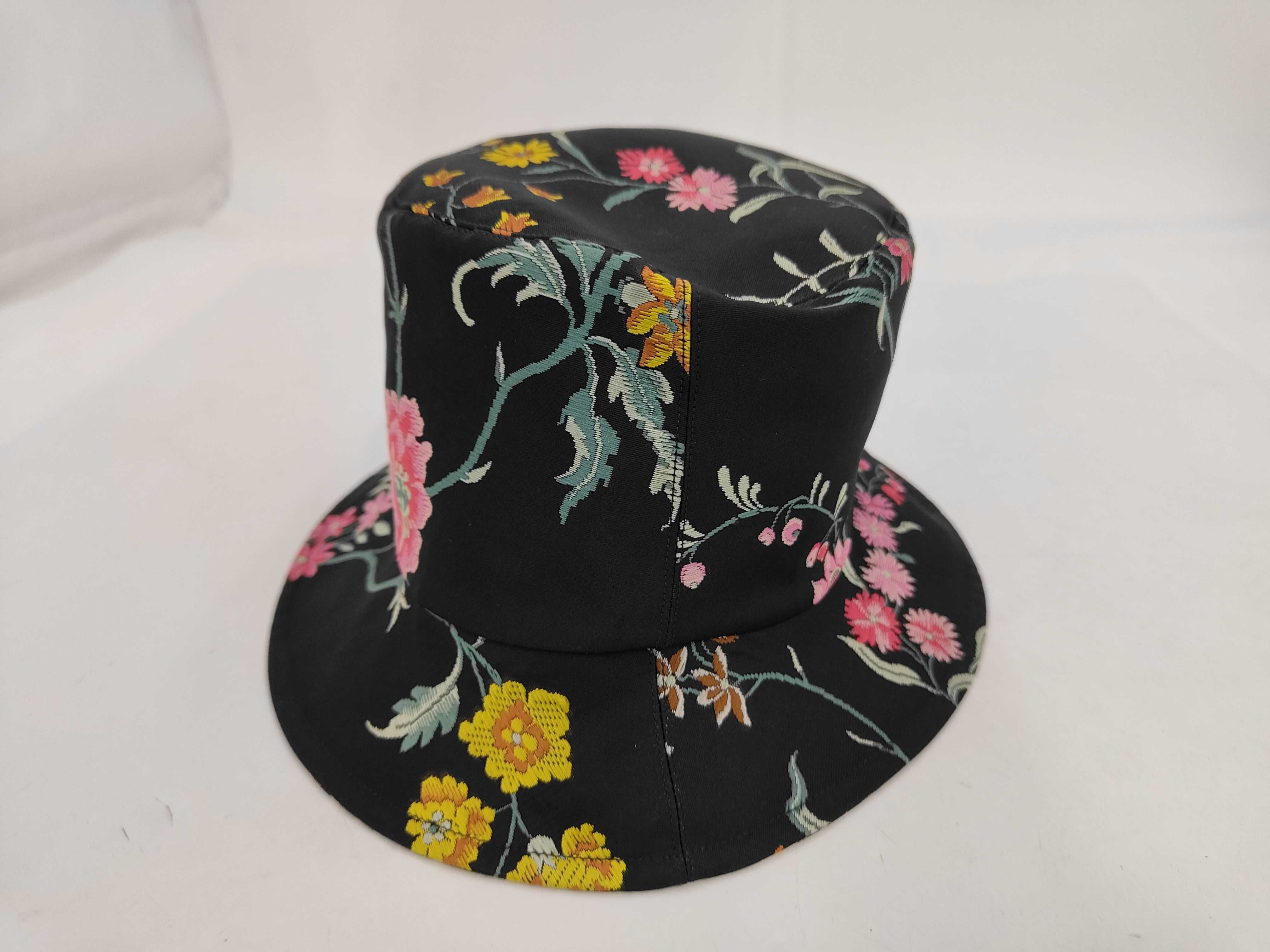 32PFL923I153 Oblique Lined Floral Hat, Nylon, Black, Other Accessories — view 2
