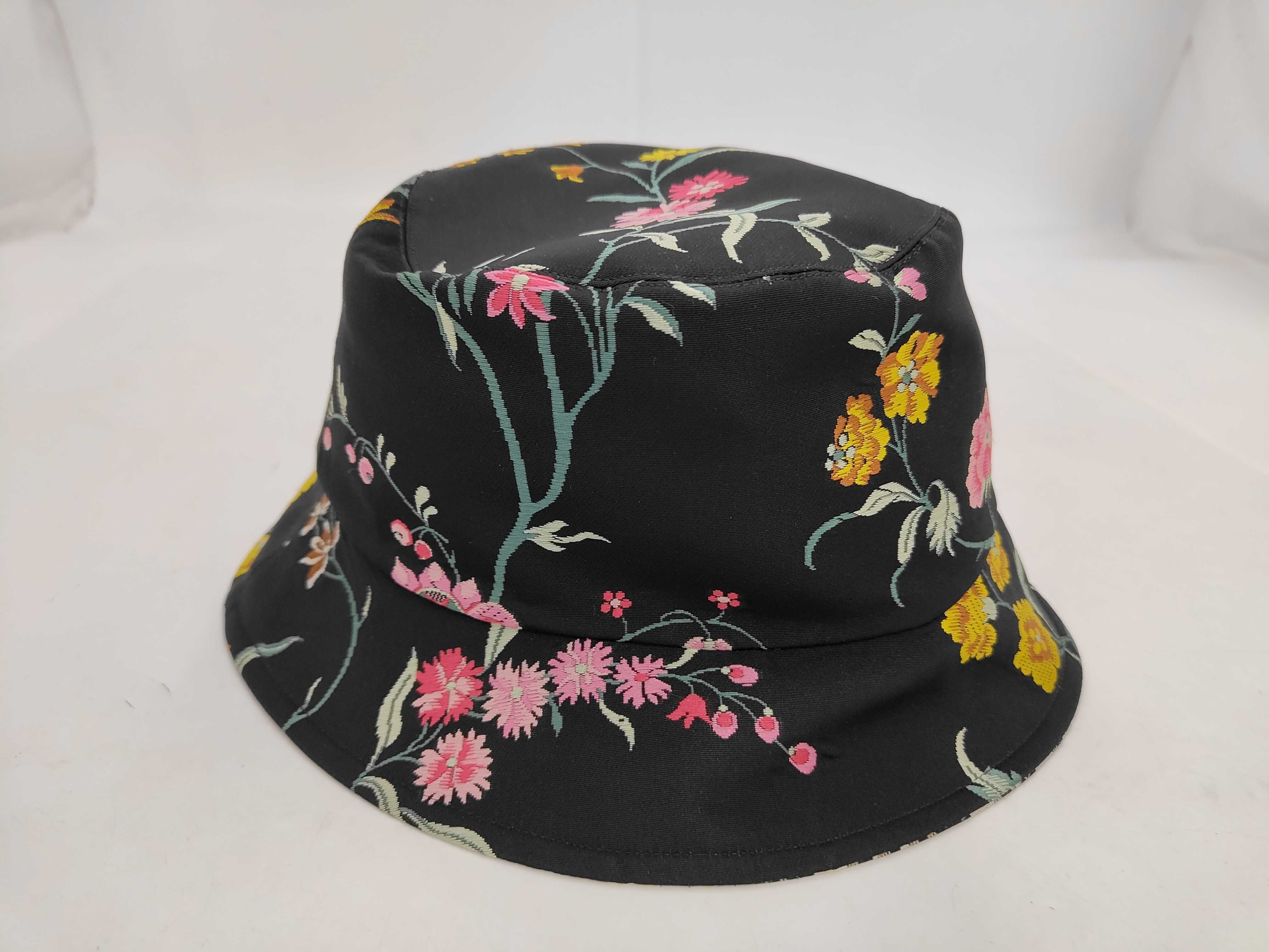 32PFL923I153 Oblique Lined Floral Hat, Nylon, Black, Other Accessories — view 3