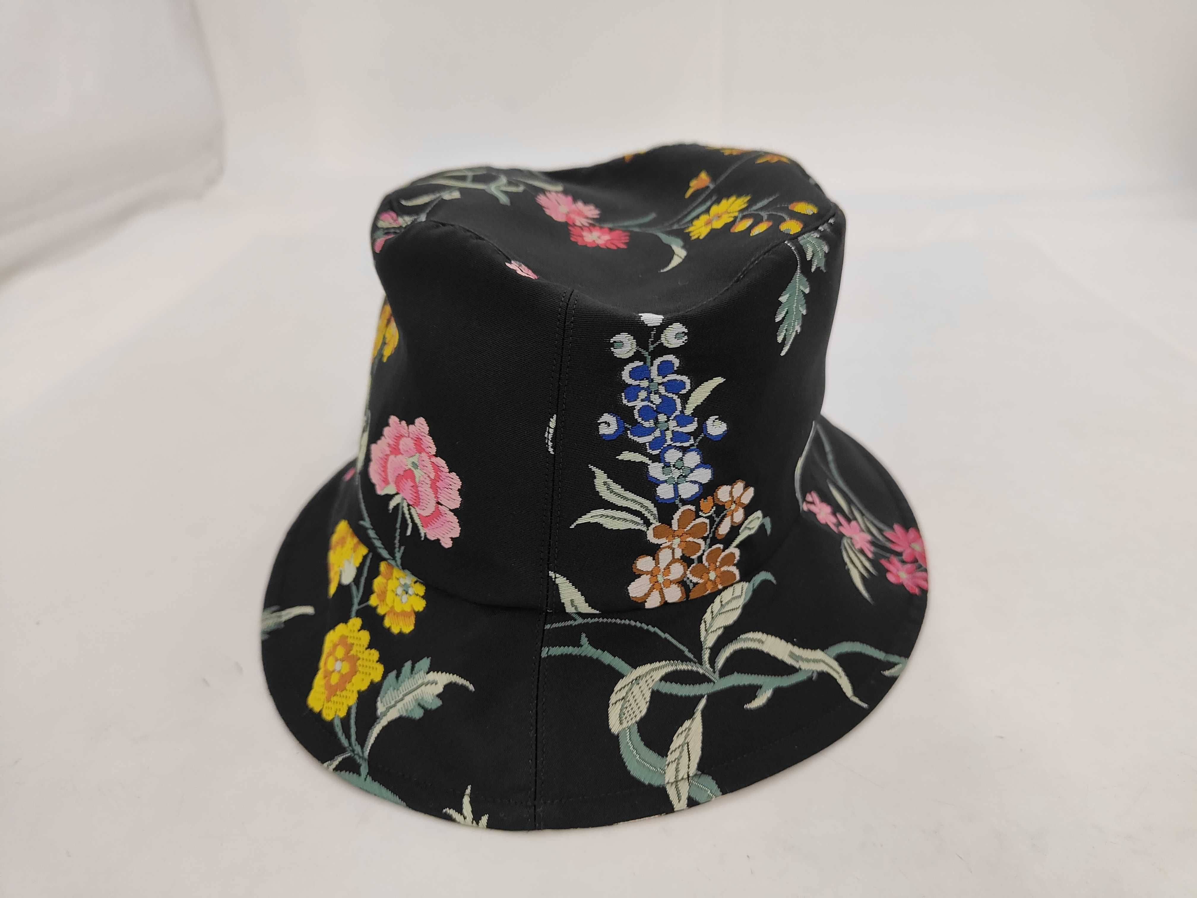 32PFL923I153 Oblique Lined Floral Hat, Nylon, Black, Other Accessories — view 4
