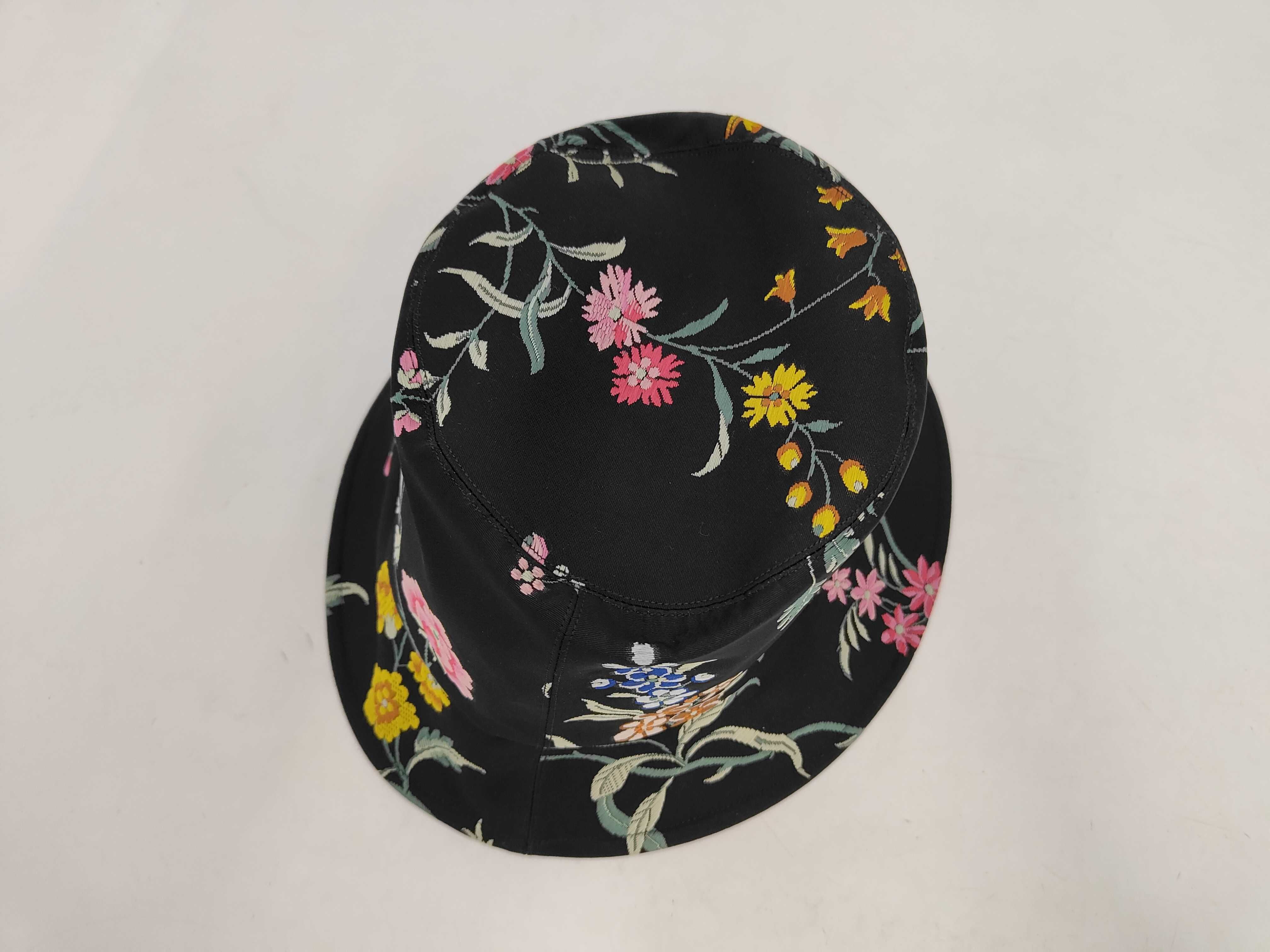 32PFL923I153 Oblique Lined Floral Hat, Nylon, Black, Other Accessories — view 5