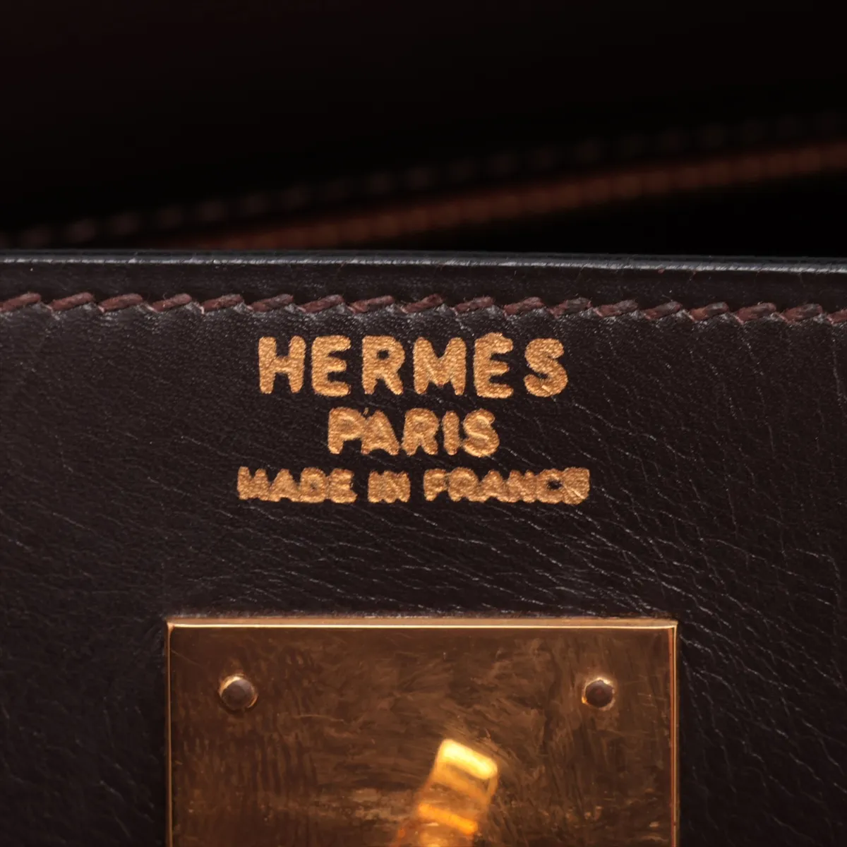 [Individually packaged] Hermes Kelly 32 Letournée Box Calf Chocolate Gold Hardware D: 1974 — view 9