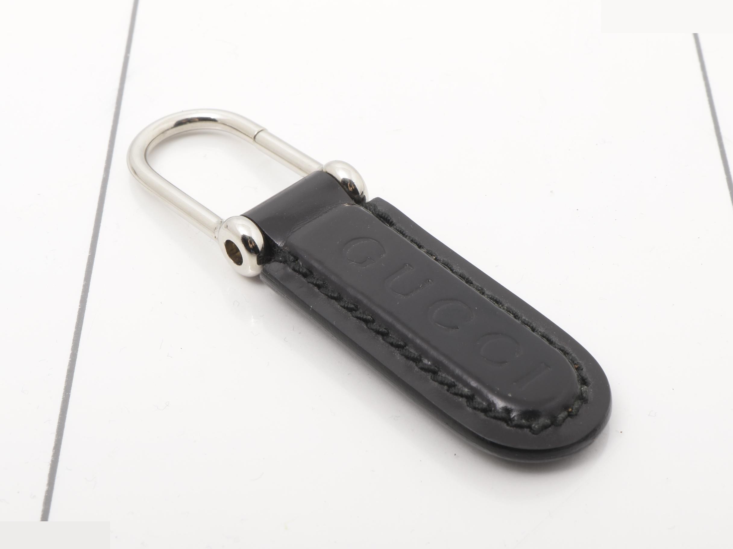 Logo Leather Tag Keychain — view 2