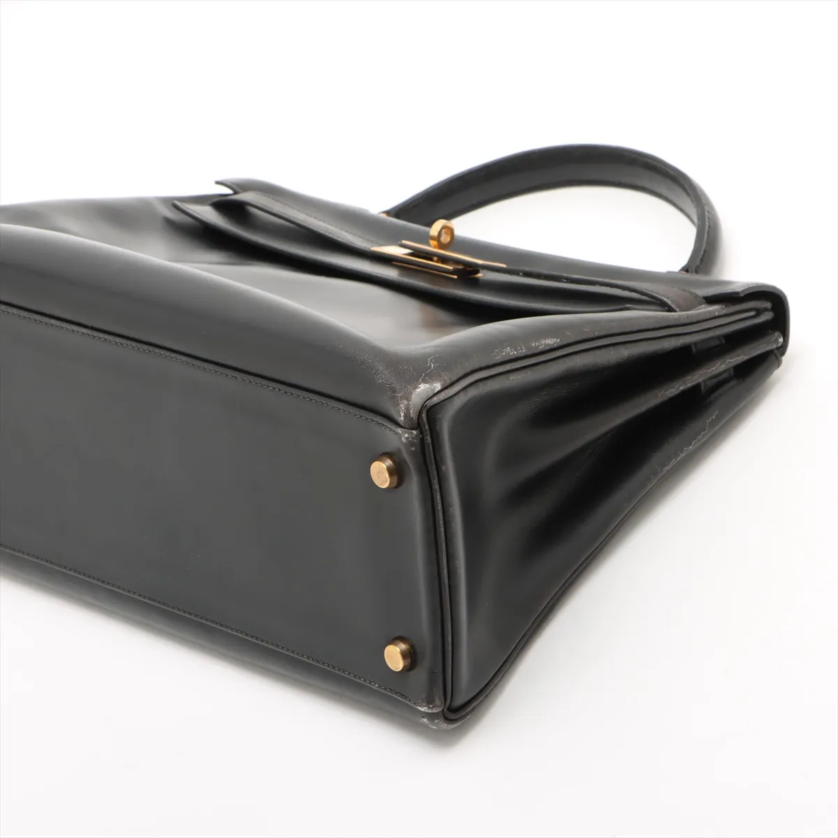 [Individually wrapped] Hermes Kelly 32 Serie Box Calf Black Gold Hardware F:1976 Cadena Unlock Hardened — view 3