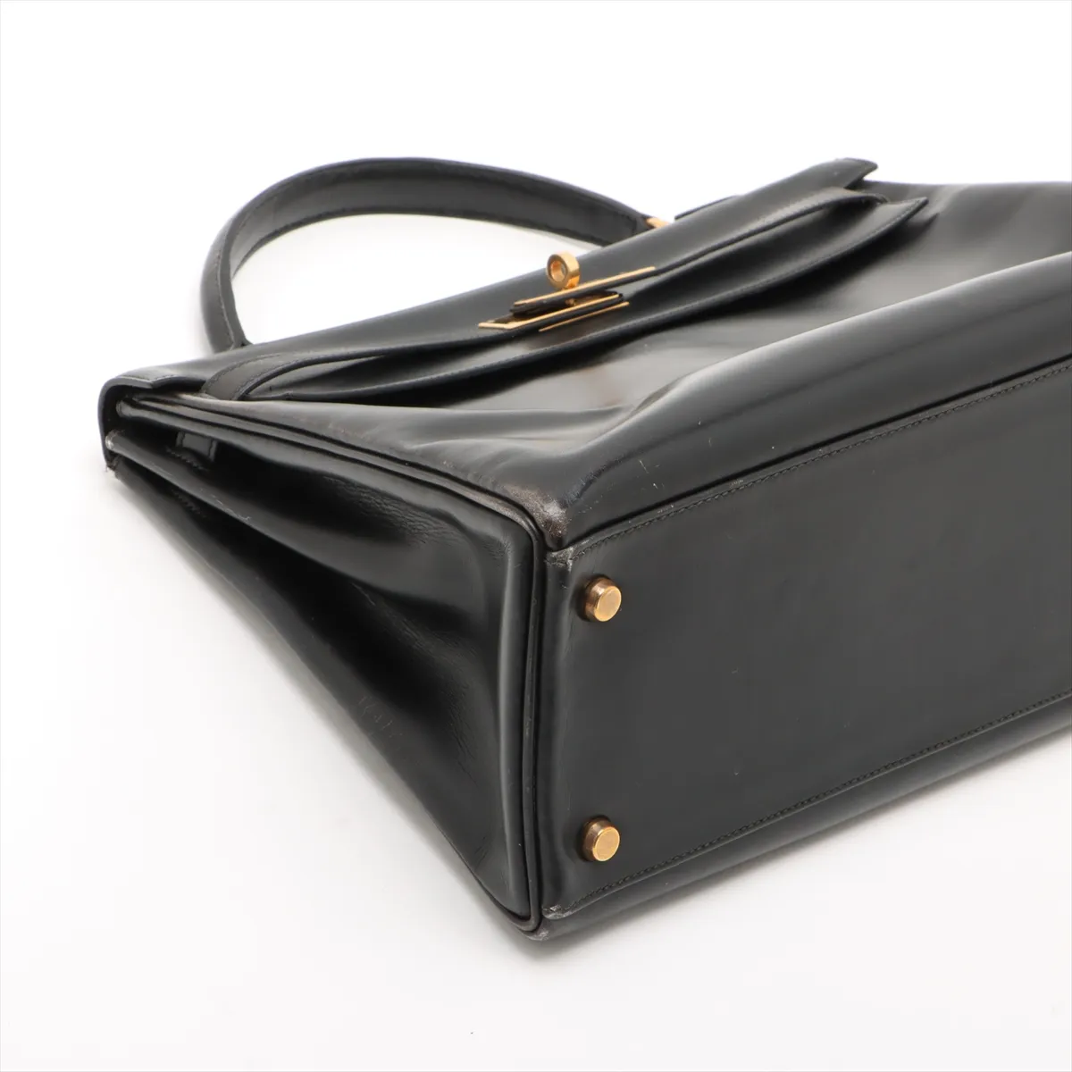 [Individually wrapped] Hermes Kelly 32 Serie Box Calf Black Gold Hardware F:1976 Cadena Unlock Hardened — view 4