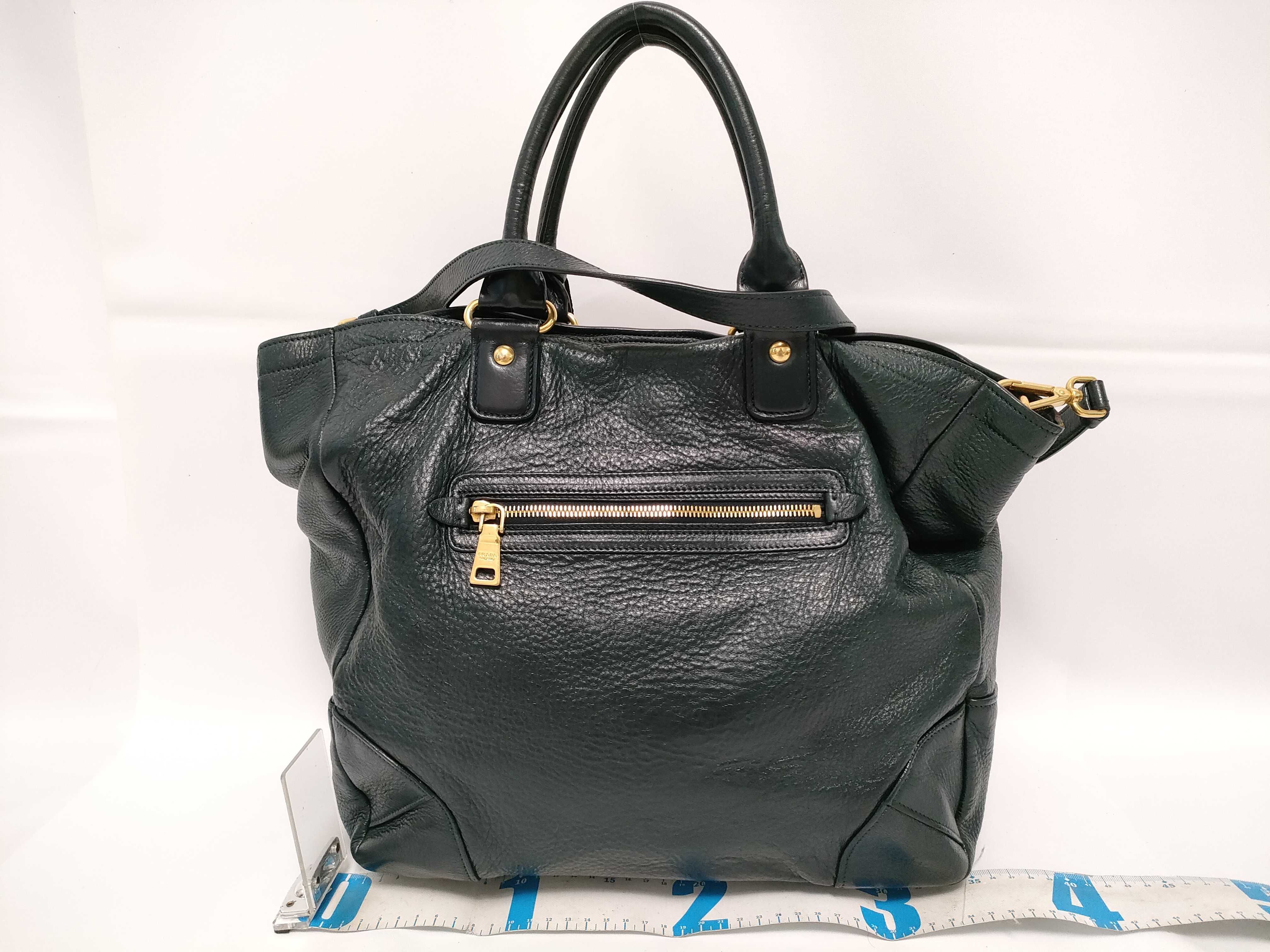 grained leather tote bag shoulder bag serial number — view 2