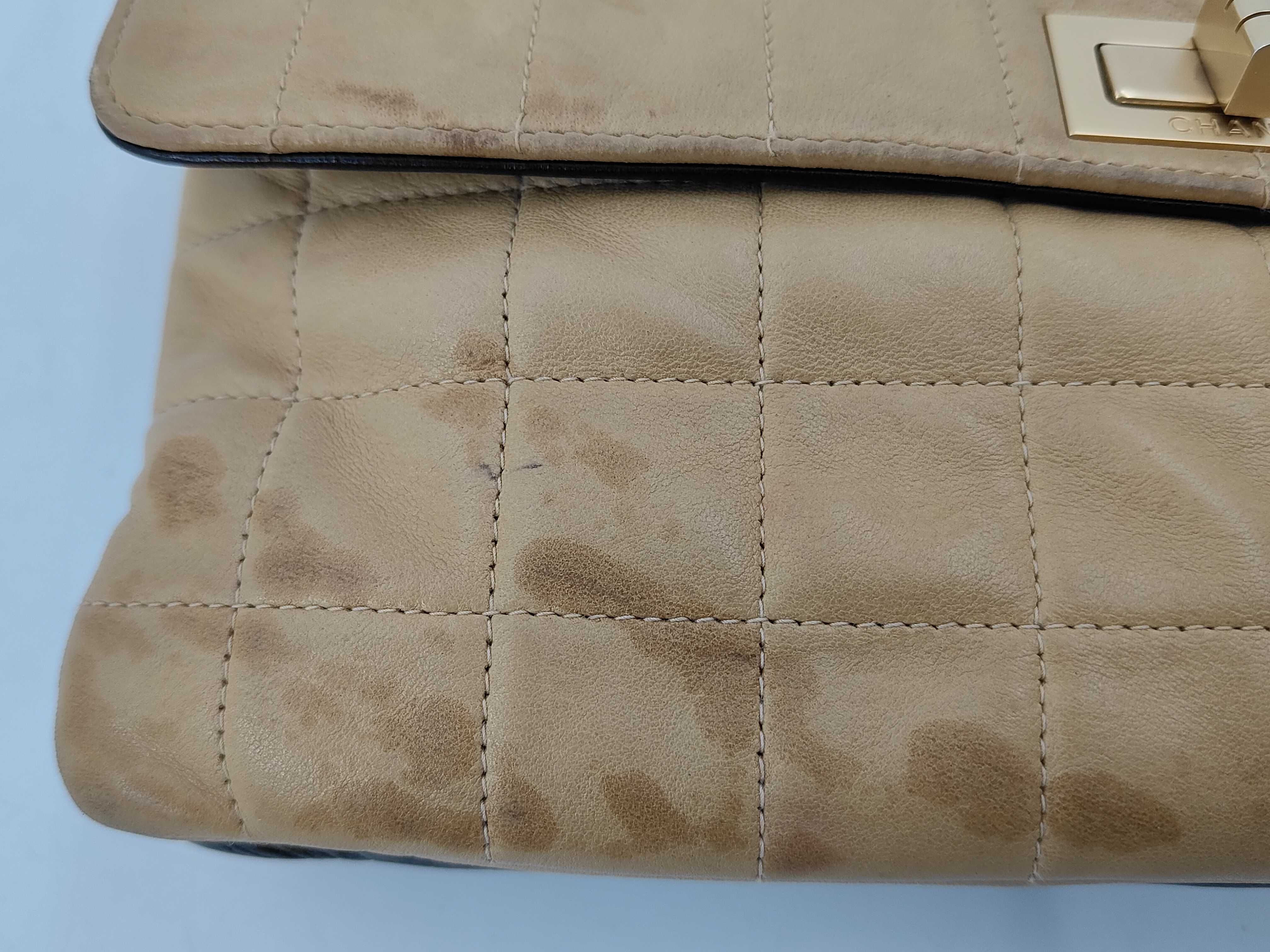 Lambskin 2.55 Chocolate Bar Chain Shoulder Bag, Bicolor, with original seal, serial number in the 6 range, matte gold hardware. — view 11