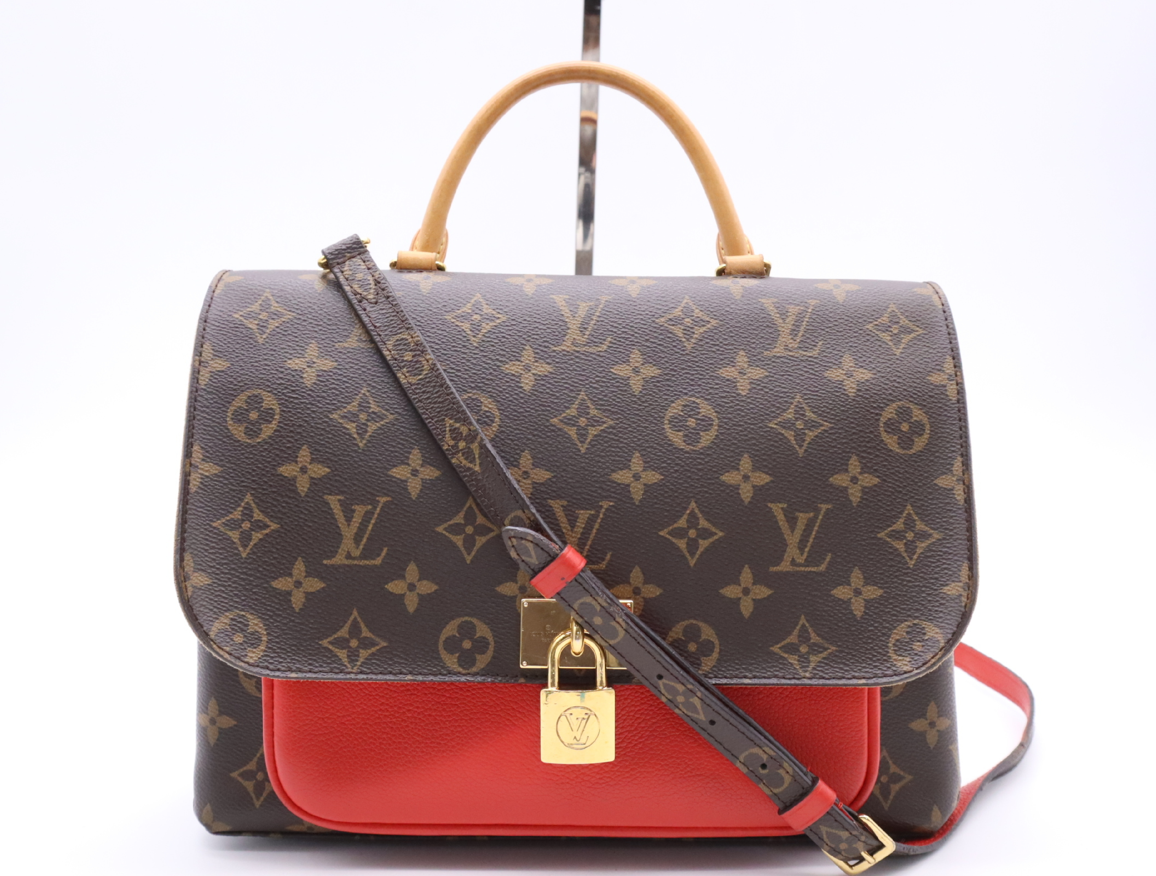 M44286 Monogram Marignan Coquelicot Handbag with Shoulder Strap