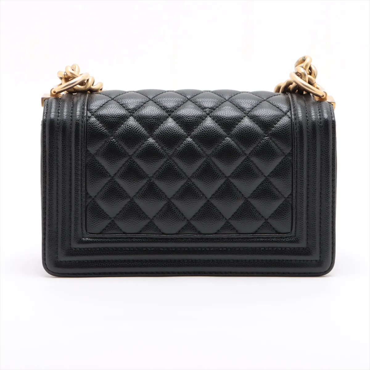 Boy Chanel 20 Small Caviar Skin Chain Shoulder Bag Black Gold Hardware AJ169UX6 Random Plate A67085 — view 2