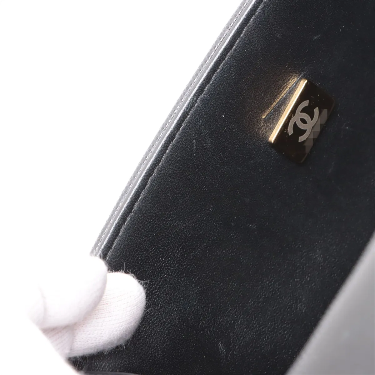Boy Chanel 20 Small Caviar Skin Chain Shoulder Bag Black Gold Hardware AJ169UX6 Random Plate A67085 — view 12
